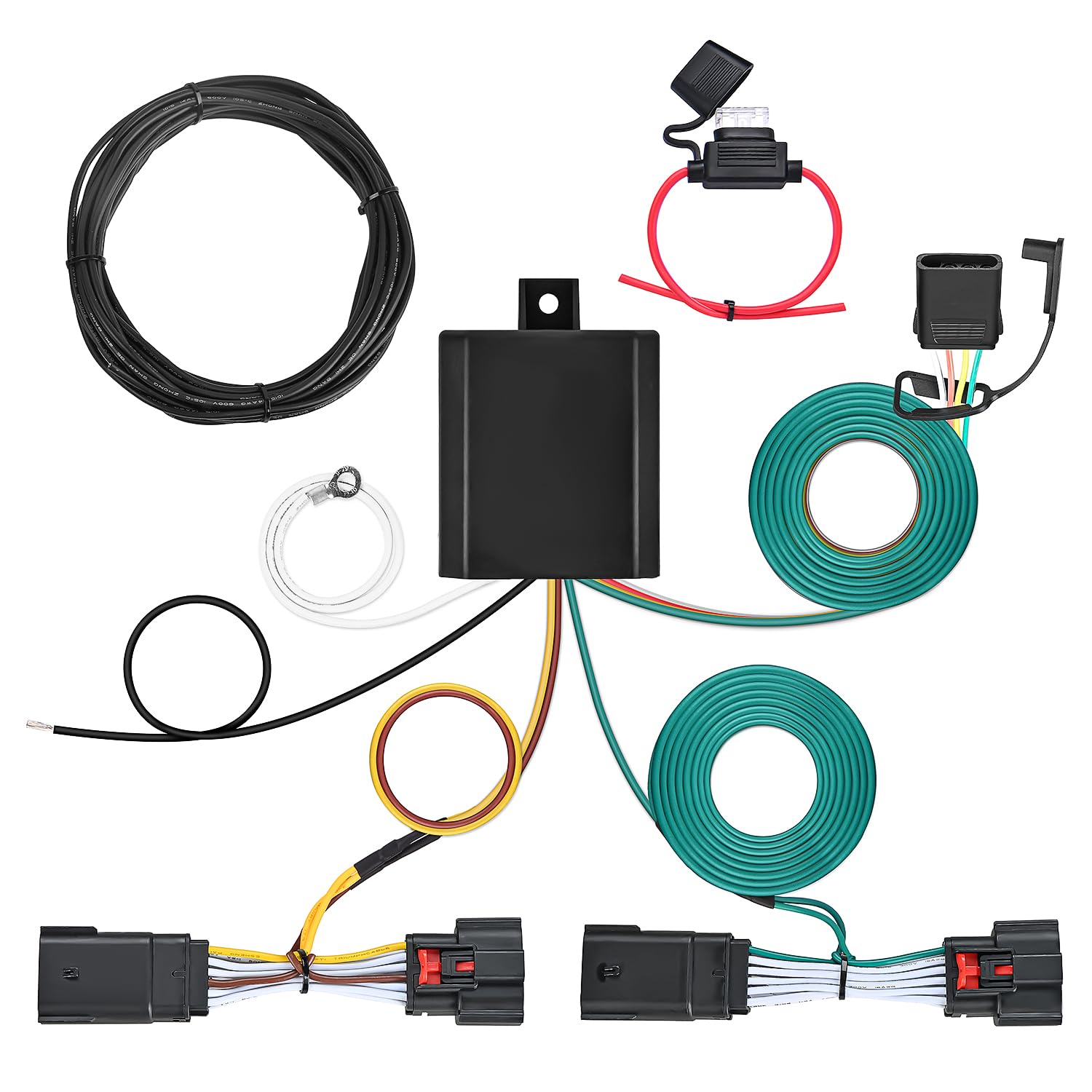 Nilight 4-Way Trailer Wiring Harness Kit 56407 Vehicle Side Custom JL Trailer Towing Wire Harness Compatible with Wrangler JL 20