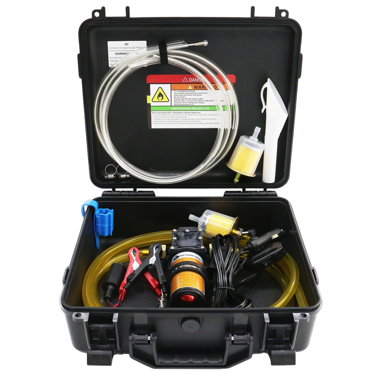 Steauty 12V 75W Fuel Transfer Pump Set, gasoline transfer pump Moves Up to 110 Gallons Of Gas or Diesel Per Hour, with Patented 