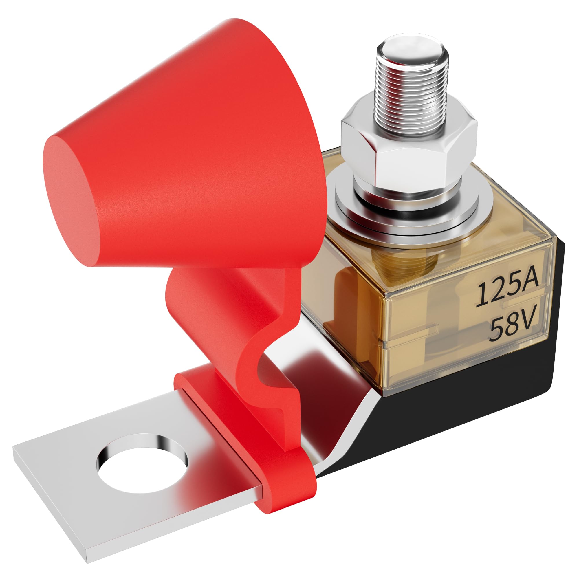 Joinfworld Mrbf Terminal Fuse Block 125A 58V Dc Battery Terminal Fuse Kit With 5/16'' Stud Marine Battery Fuse And Waterproof Ca