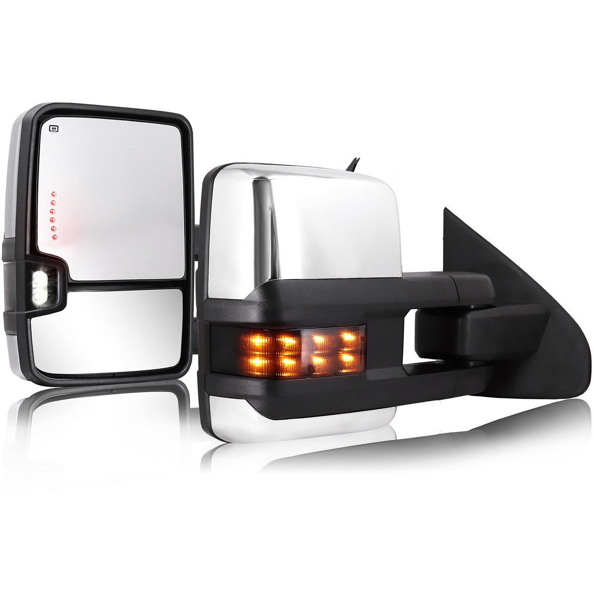 Sanooer Towing Mirrors Chrome For 2014-2018 Chevy Silverado Gmc Sierra 1500 2500 Hd 3500 Hd With Power Glass Led Arrow Turn Sign