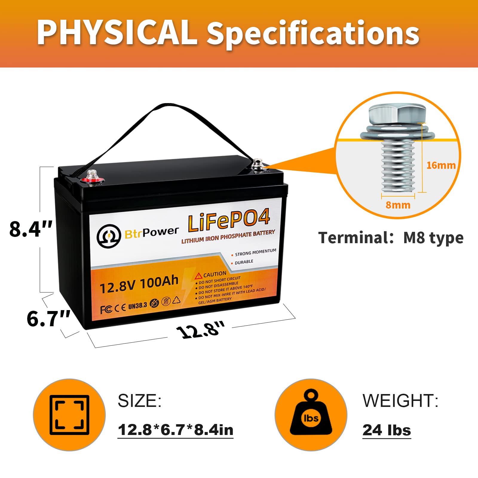 2 Pack 12V 100Ah Lithium LiFePO4 Deep Cycle Rechargeable Battery,Built-in 100A BMS,5000 Life Cycles, Perfect for RV, Solar, Mari