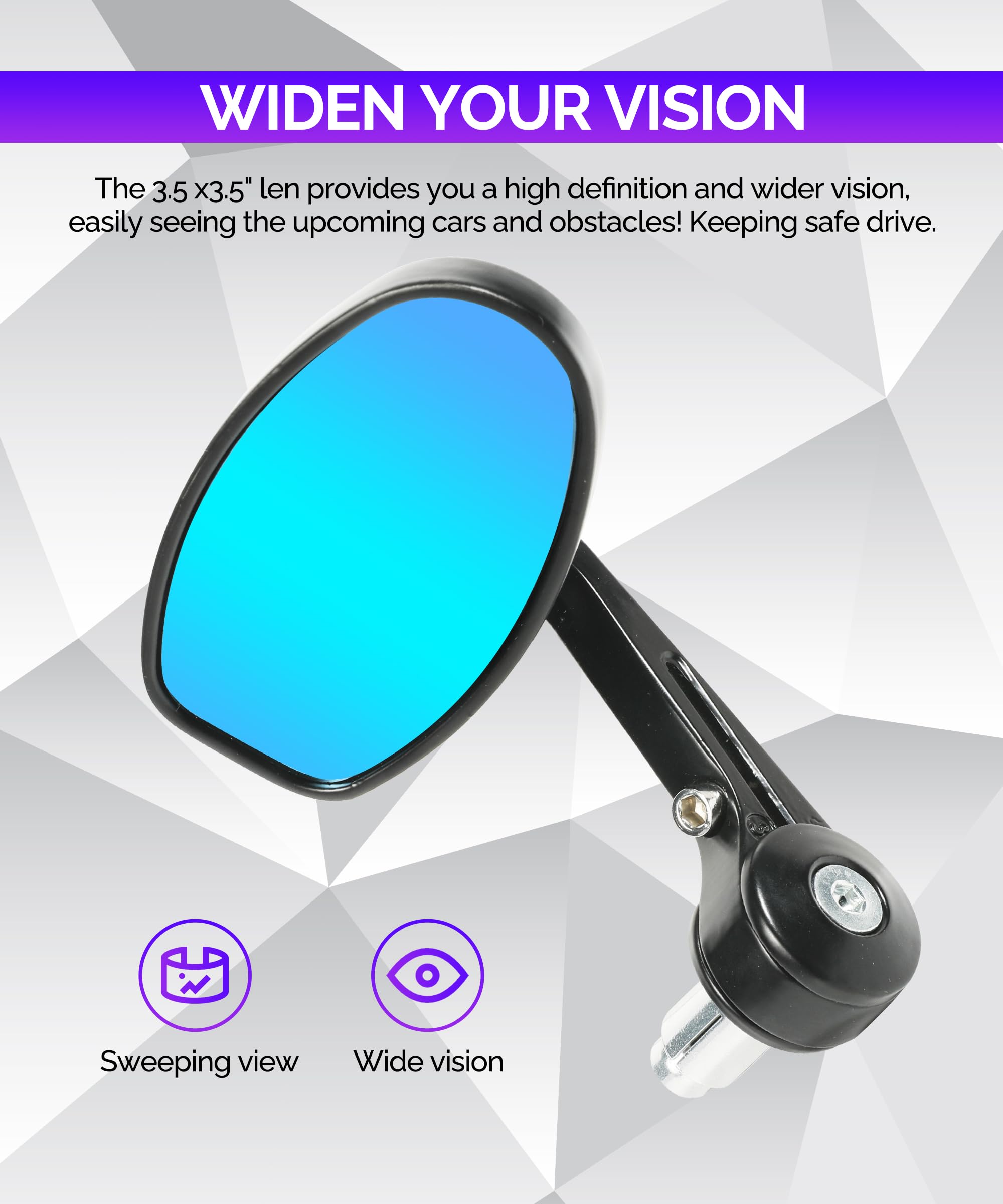 Racoona Motorcycle Mirrors,Handlebar Bar End Mirrors,Car Accessories Motorcycle Mirrors For Handlebar,Anti Glare Side View Mirro