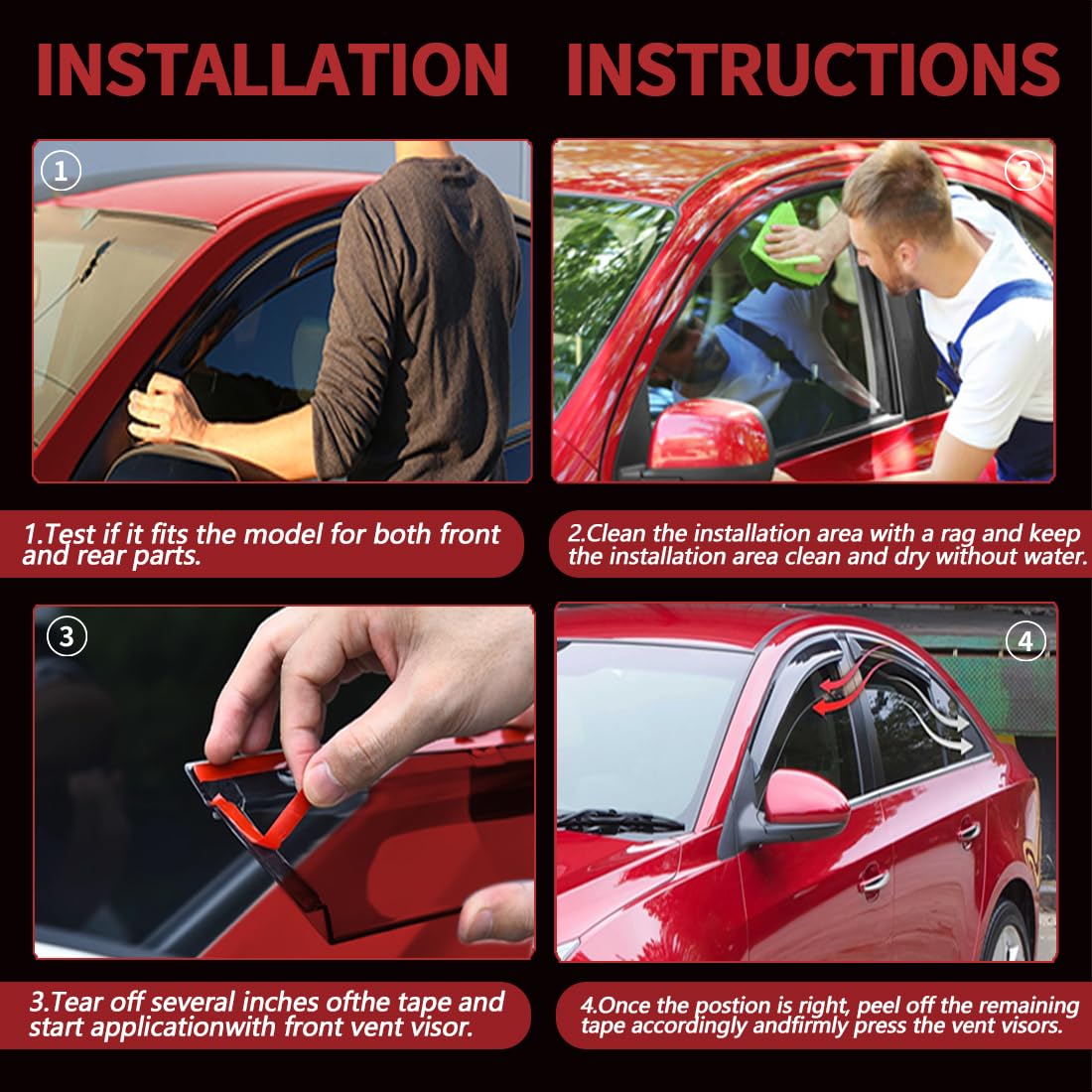 Window Visors Rain Guards for Car Windows with Fit for 2019-2022 Kia Forte, 4pcs Sun/Rain Guards, Smoke Window Deflectors