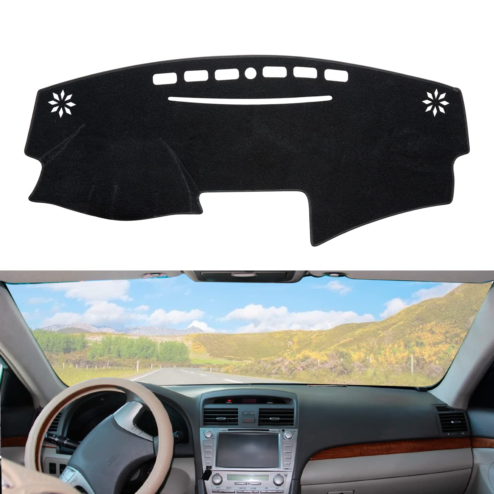 Berksyde Dashboard Dash Cover Mat Carpet Compatible With 2007-2011 Toyota Camry(Black)