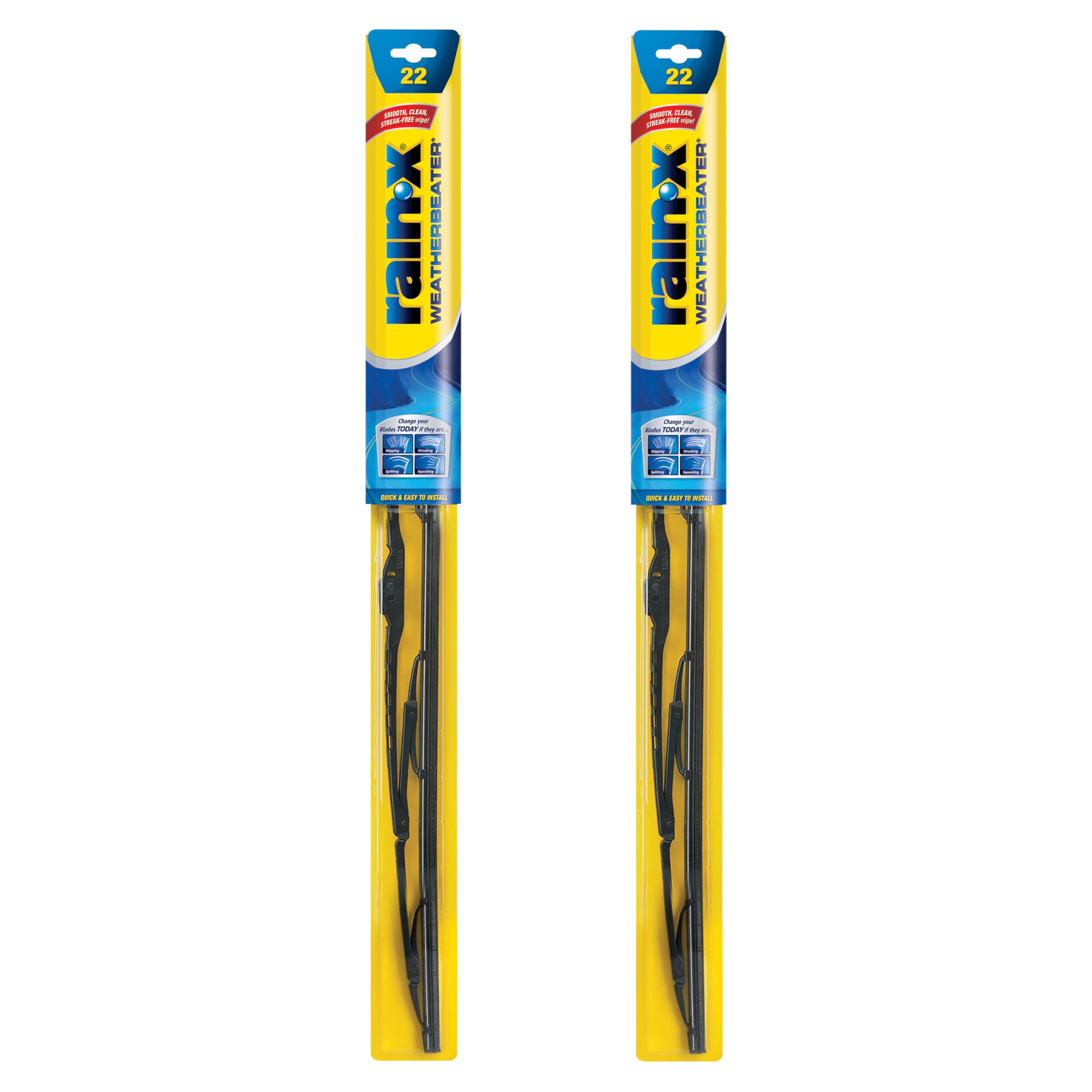 Rain-X 820149 Weatherbeater Wiper Blades, 22' Windshield Wipers (Pack Of 2), Automotive Replacement Windshield Wiper Blades That Meet Or Exceed Oem Quality And Durability Standards