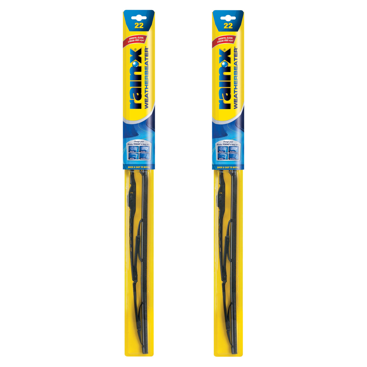 Rain-X 820149 WeatherBeater Wiper Blades, 22'' Windshield Wipers (Pack of 2), Automotive Replacement Windshield Wiper Blades Tha