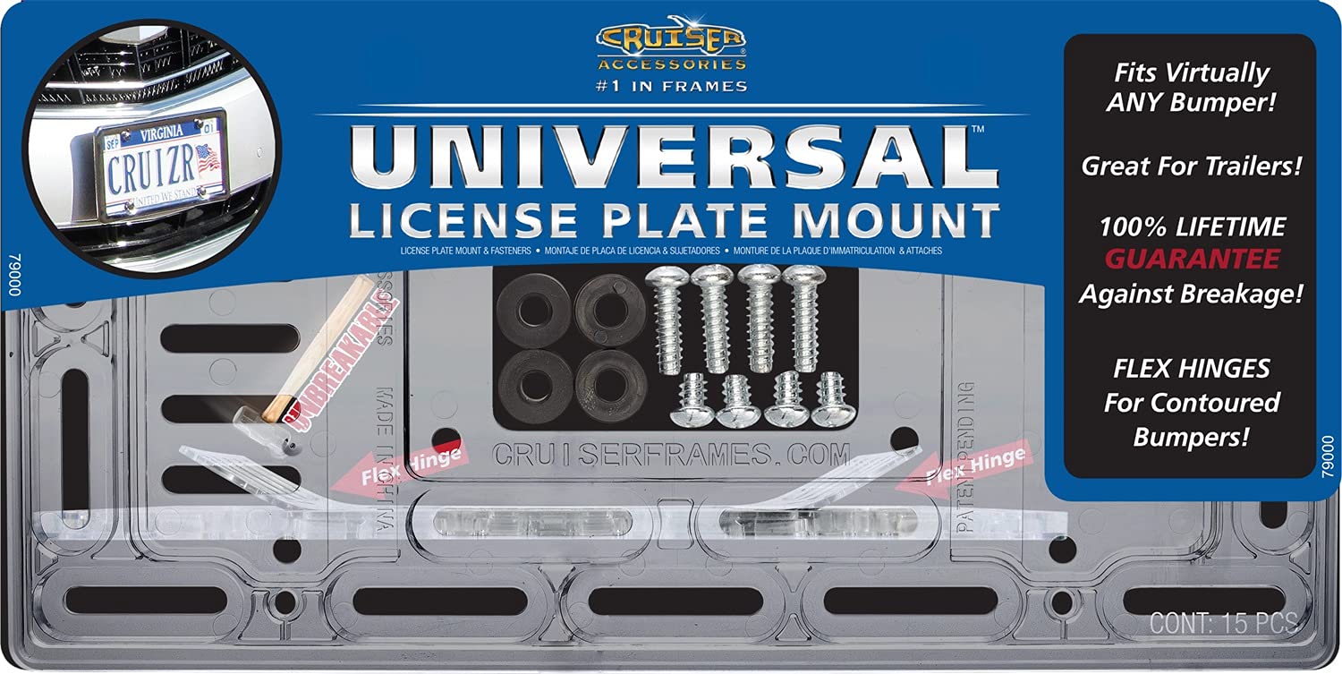 Cruiser Accessories 79000 Universal License Plate Mount License Plate Frame, Clear