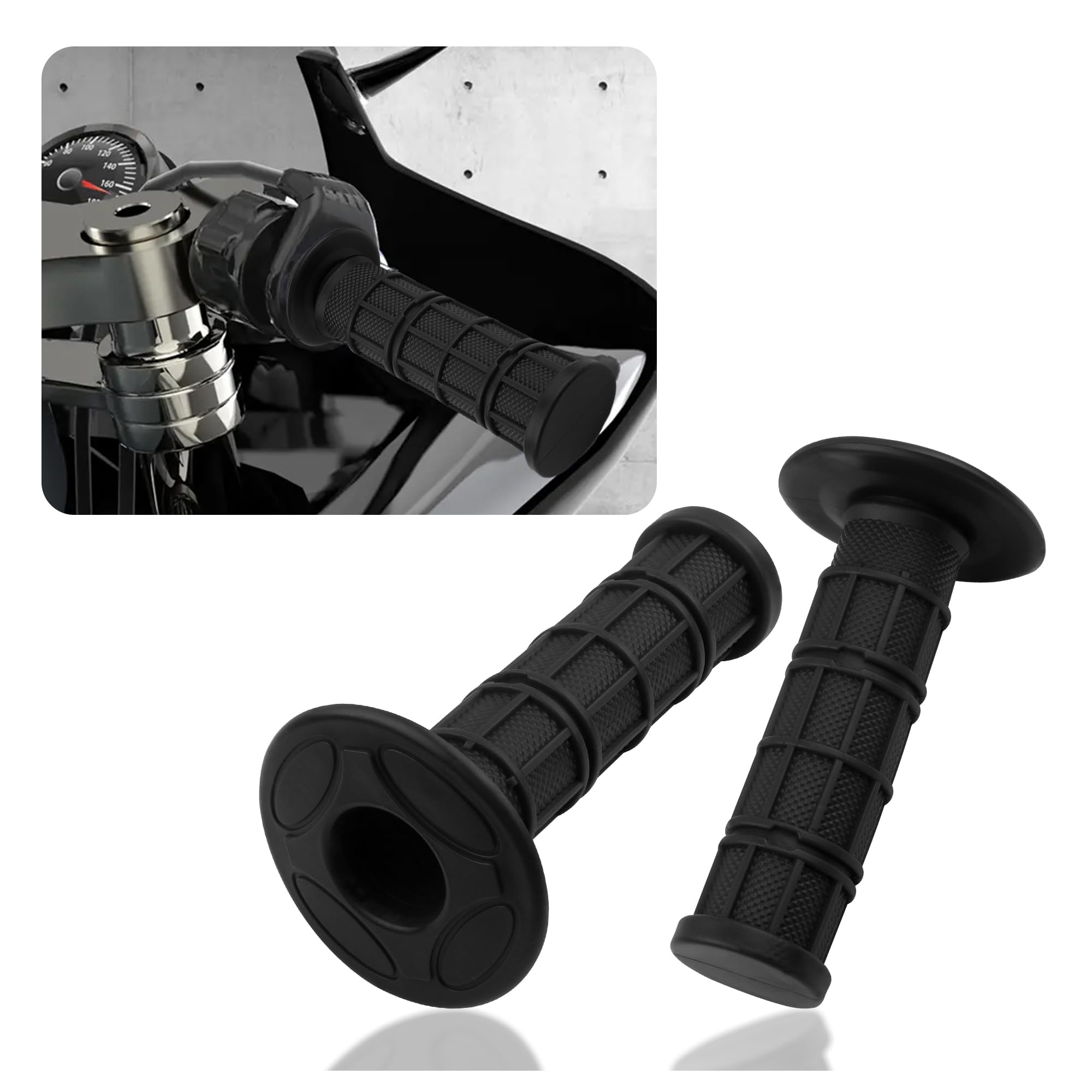 2PCS Motorcycle Grips,Anti-Slip Rubber Dirt Bike Grips with 7/8'' Left & 1'' Right Compatible with CRF KXF,Universal Motorcycle/