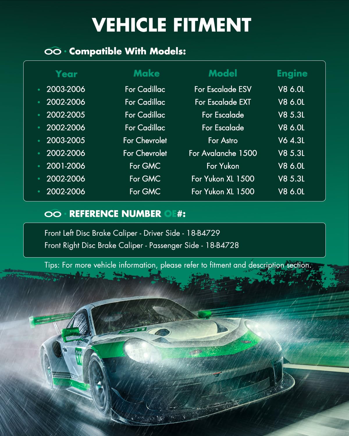 Scitoo Front Left+Right Brake Calipers With Bracket 18-B4728 18-B4729 Red Compatible For Cadillac 2002-2006 For Chevrolet 1999-2