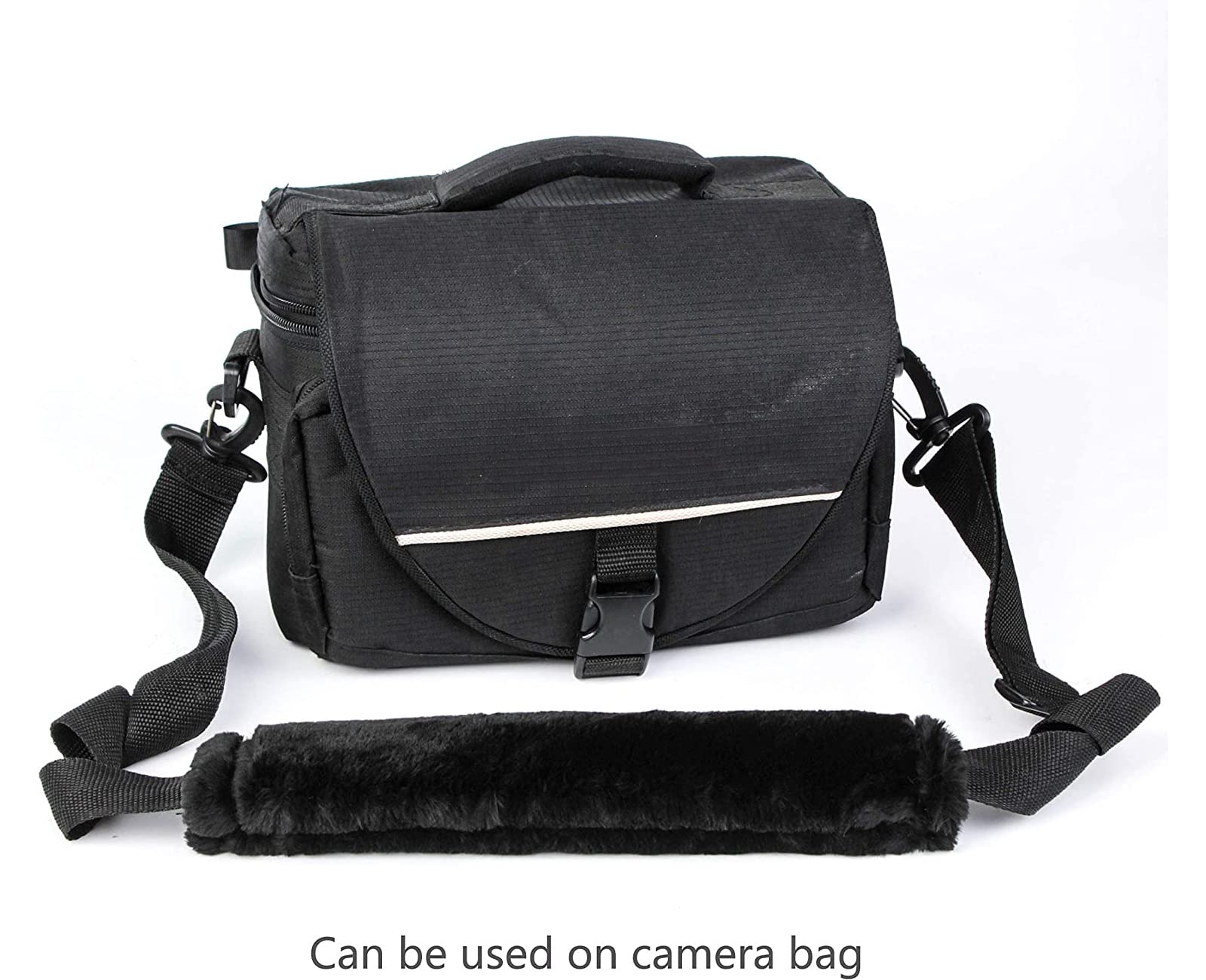 Amooca Soft Faux Fur Universal Fit Seatbelt Cover Car Truck SUV Airplane Seat Belt Shoulder Pad for Carmera Backpack Straps Neck