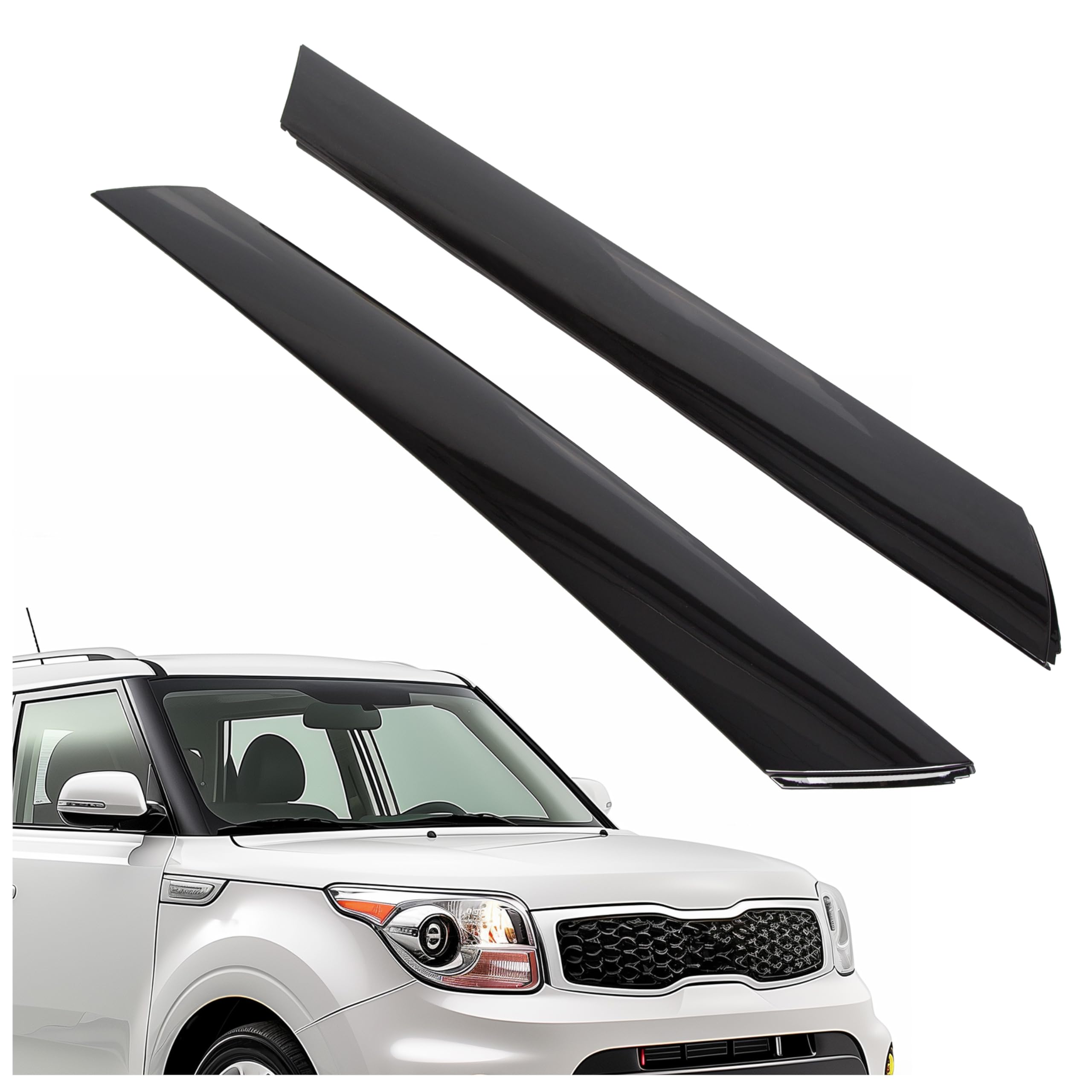 Ecotric Windshield A-Pillar Trim Compatible With 2010-2013 Kia Soul Exterior Molding Set Right Passenger & Left Driver Replaceme
