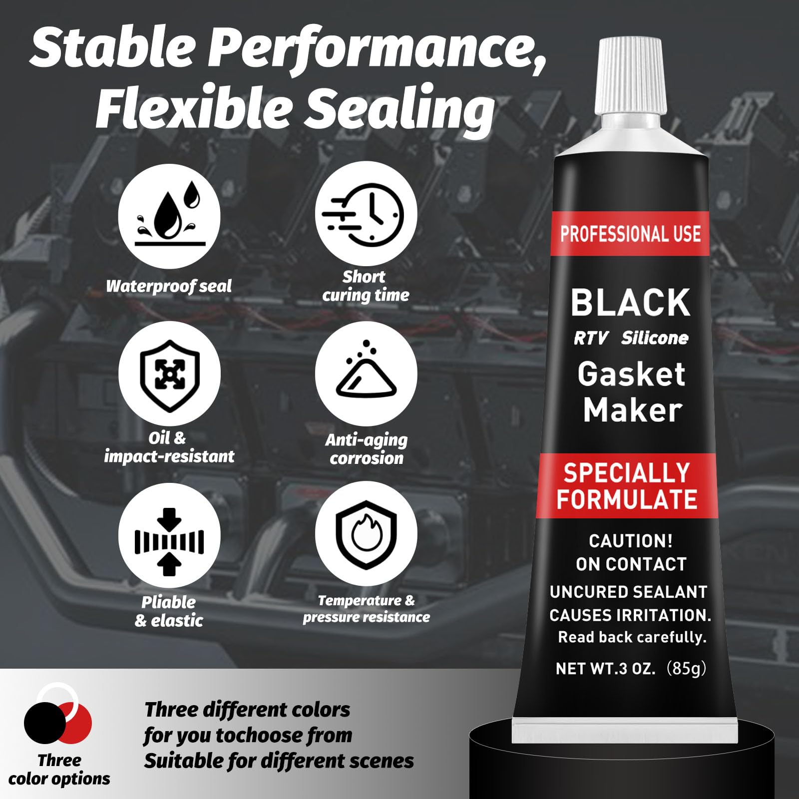 Rtv Silicone Gasket Maker, High Temp Silicone Resist Oil, Anti-Freeze Rtv Silicone Sealant For Engines, Gearboxes, Pumps, Superc