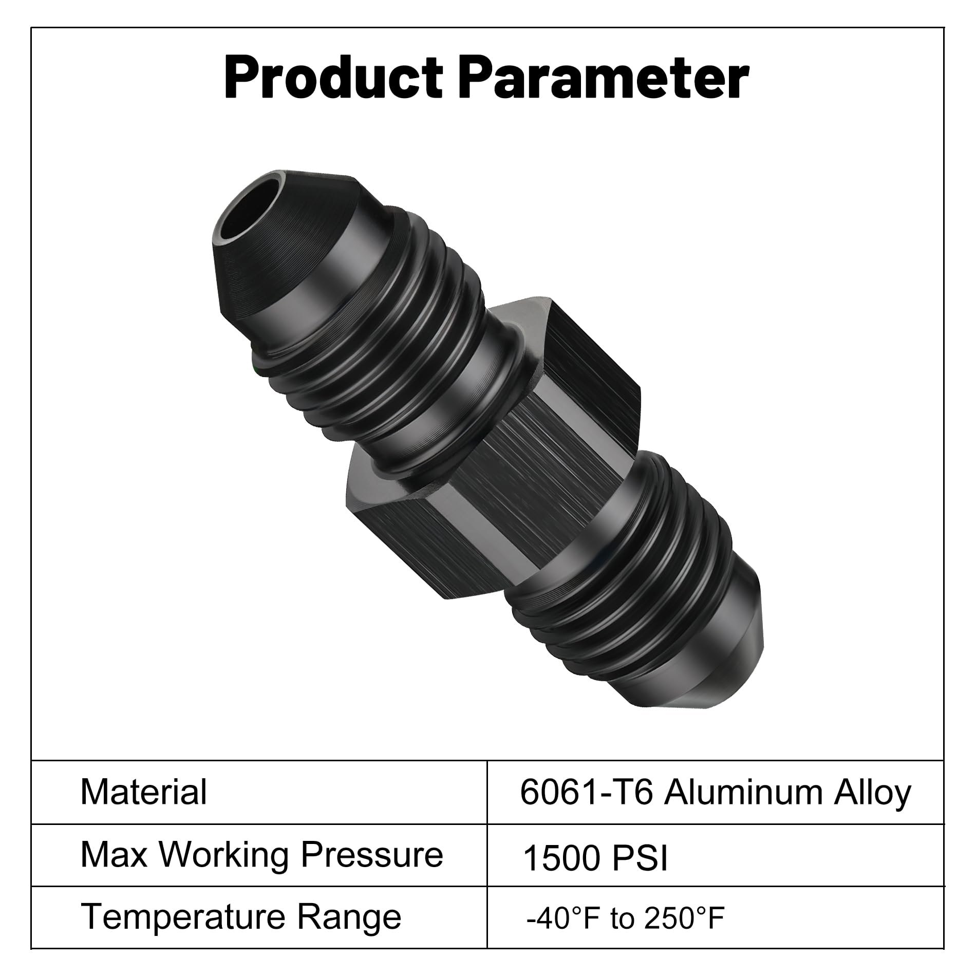 EVIL ENERGY 3AN Male to Male Flare Coupler Union Straight Fuel Hose Adapter Fitting Black