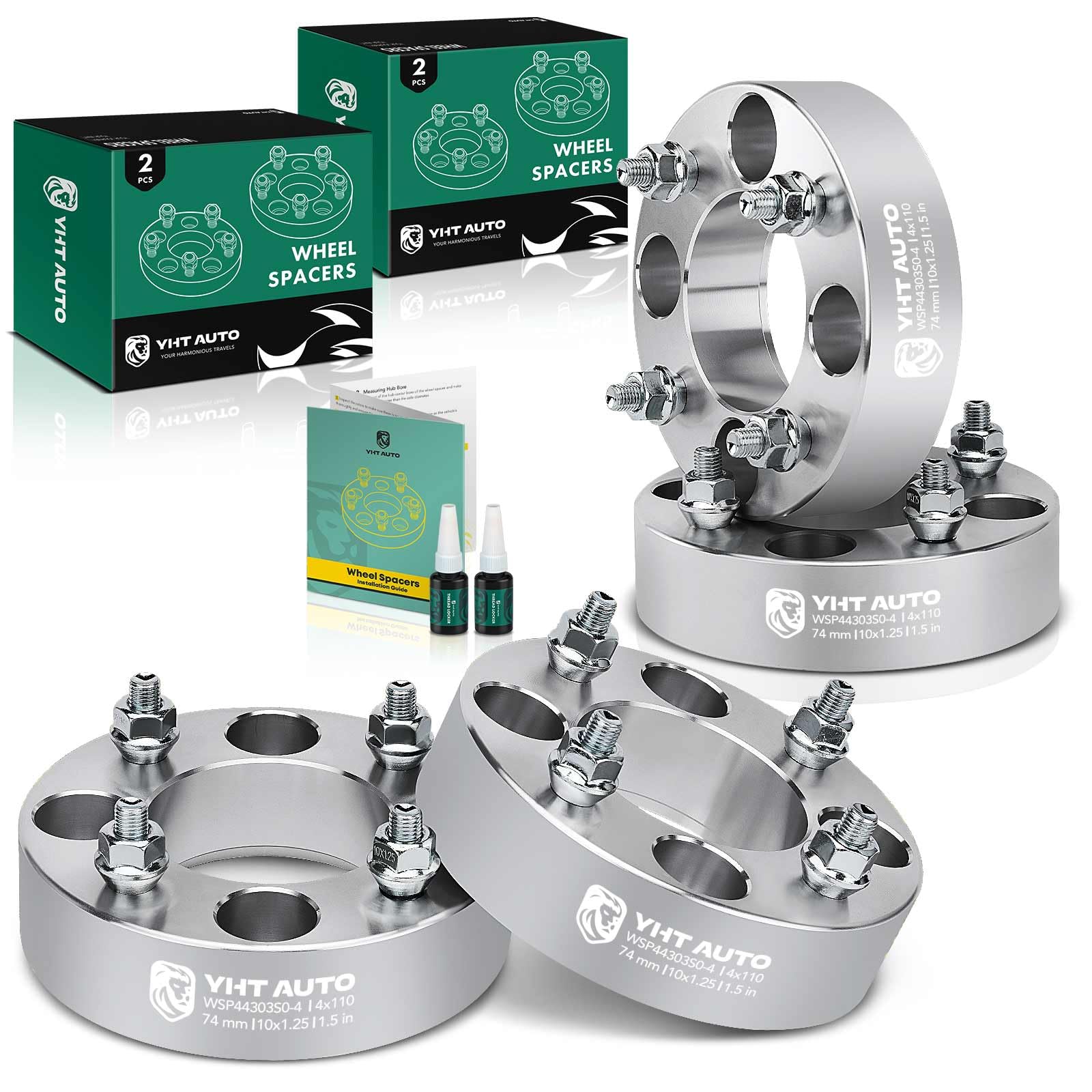 YHTAUTO 4X110 ATV UTV Wheel Spacers 1.5 Inch Fits Yamaha, Honda, Suzuki, Kawasaki, Bombardier, Grizzly, King Quad, Foreman, 4 Lu