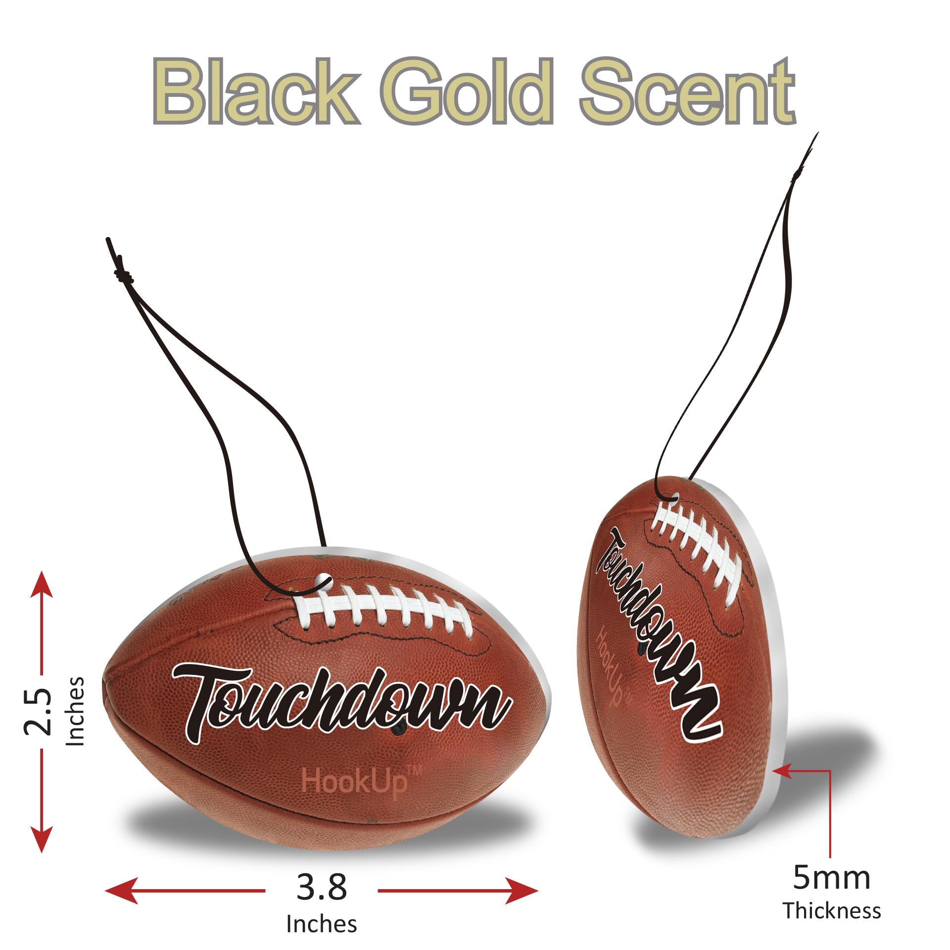 Football Car Air Freshener by HookUp - 25 Pack - Black Gold Scent (Extra Strong) | Unique Football Gift for Players, Coach, Fans