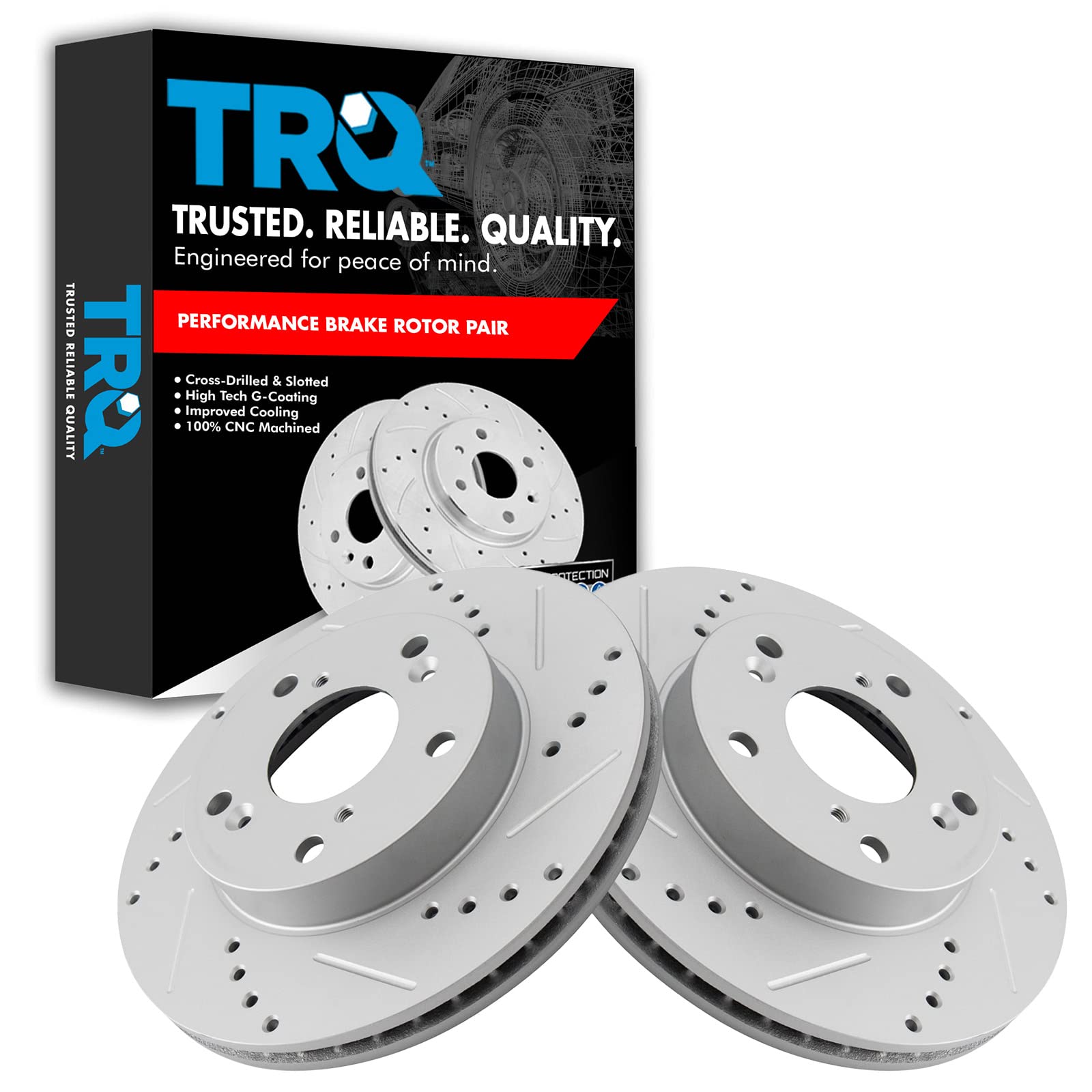 Trq Front Performance Brake Rotors Set Premium G-Coated Compatible With 2013-2014 Acura Ilx 2012-2015 Honda Civic