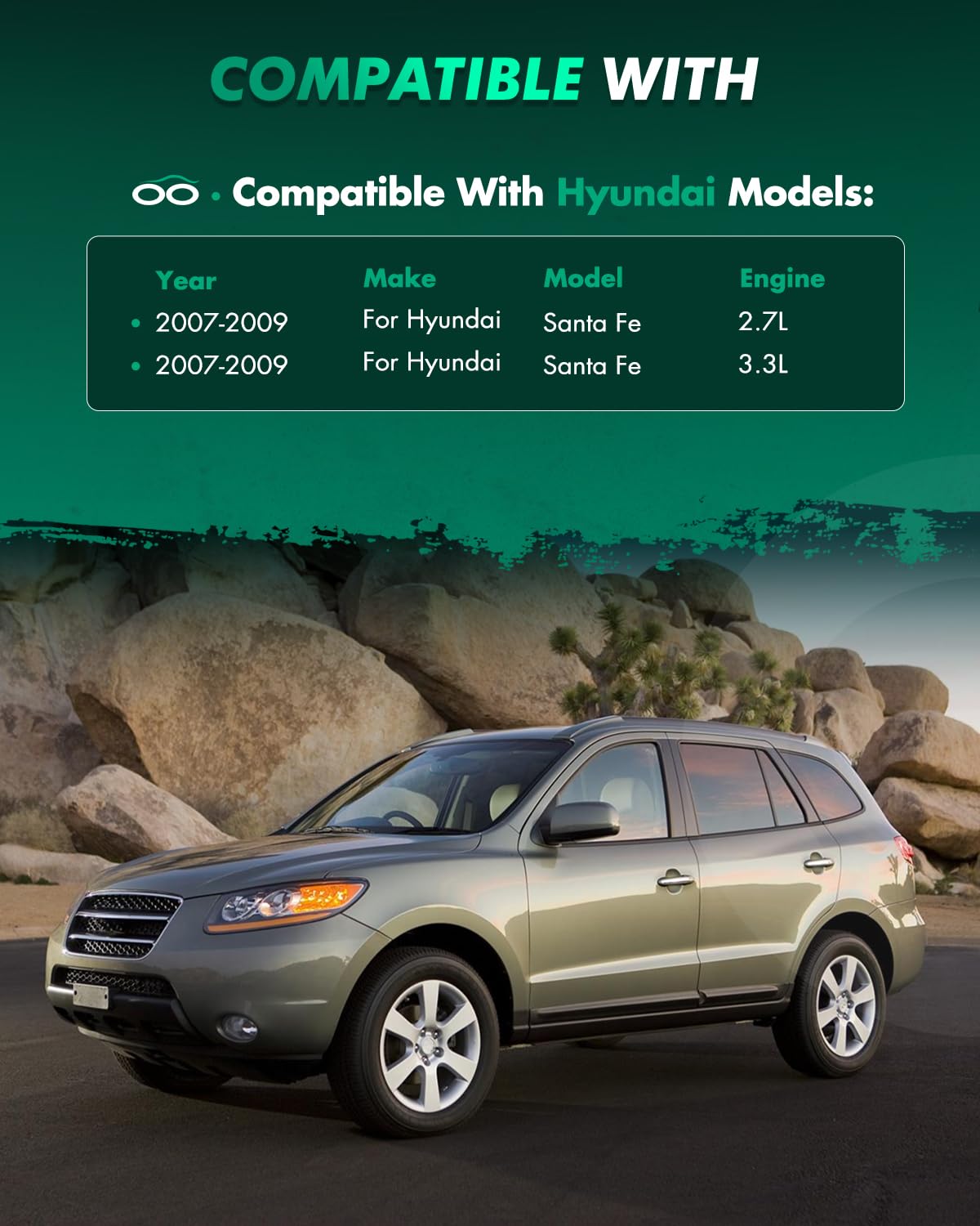 Scitoo - Front Complete Strut & Coil Spring Assembly Fits 2007-2009 For Hyundai For Santa Fe With 11285 11286 - Set Of 2