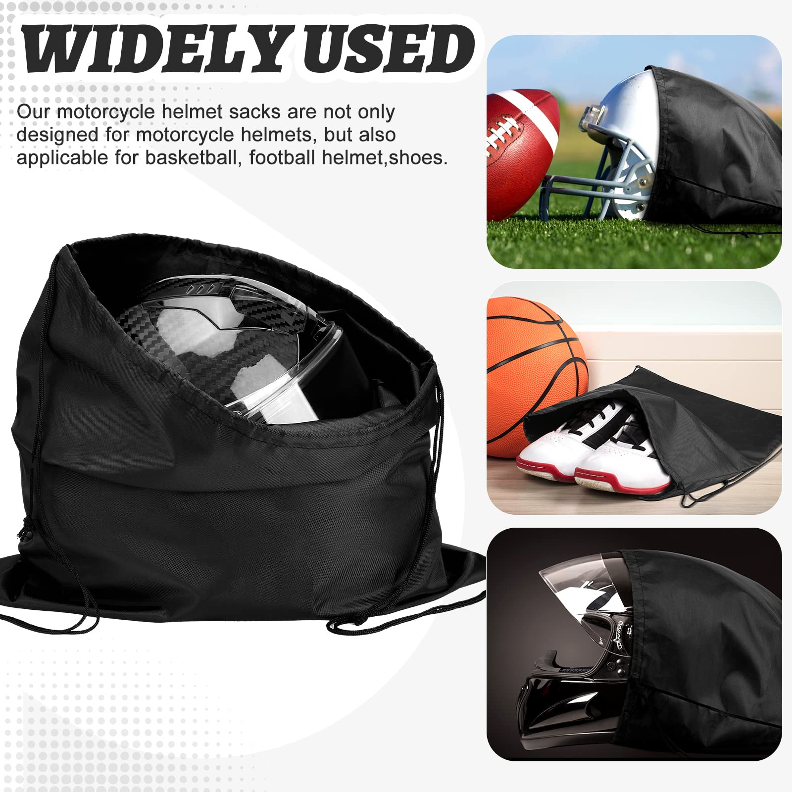 Sweetude 3 Pcs Lightweight Motorcycle Helmet Bag Drawstring Helmet Backpack Compact Storage Sports Gym Sack Pack For Riding Bicycle Motorcycle Training Hiking Travel