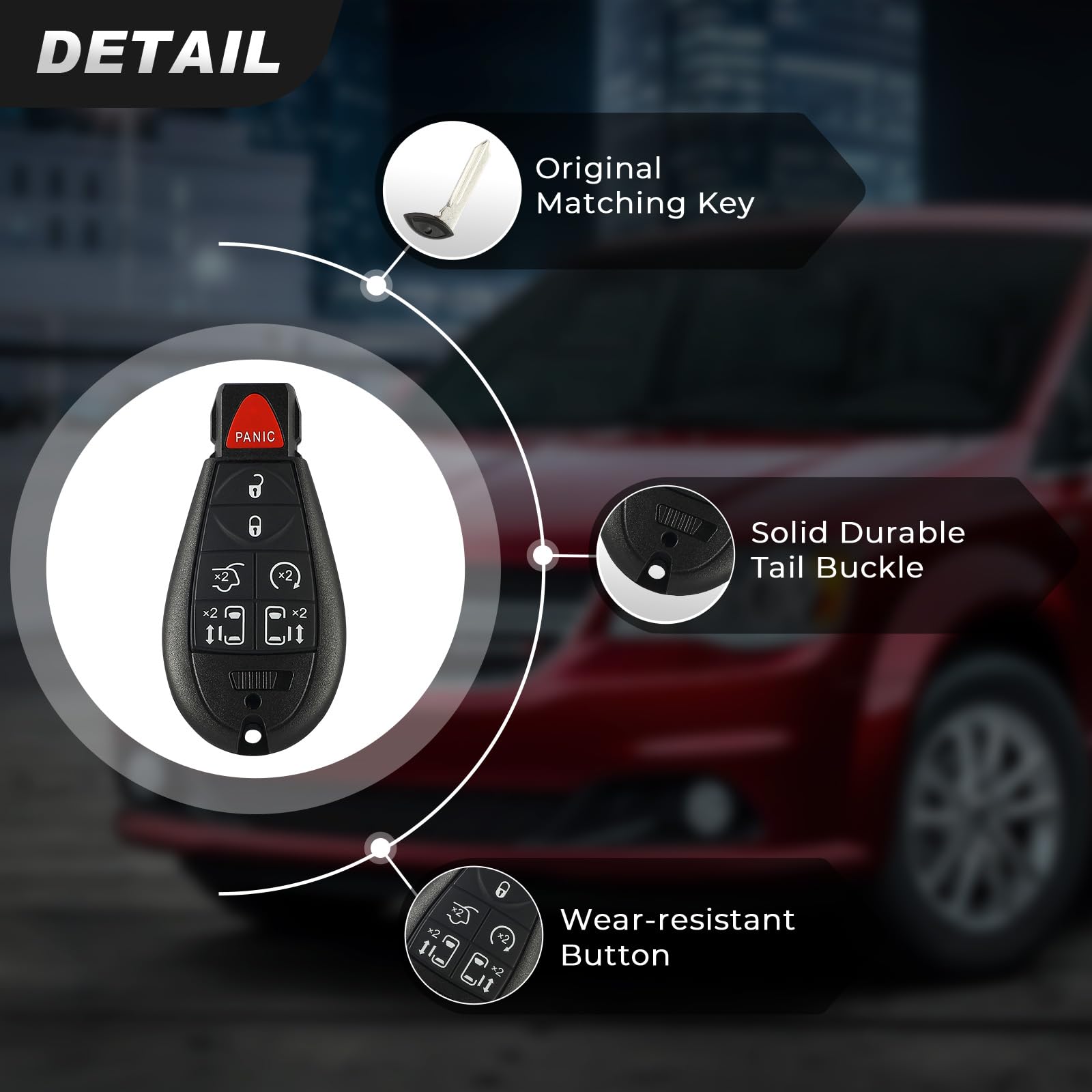 Key Fob Replacement Fit For Dodge Grand Caravan 2008-2018, For Volkswagen Routan Chrysler Town Country Car Keyless Entry Remote