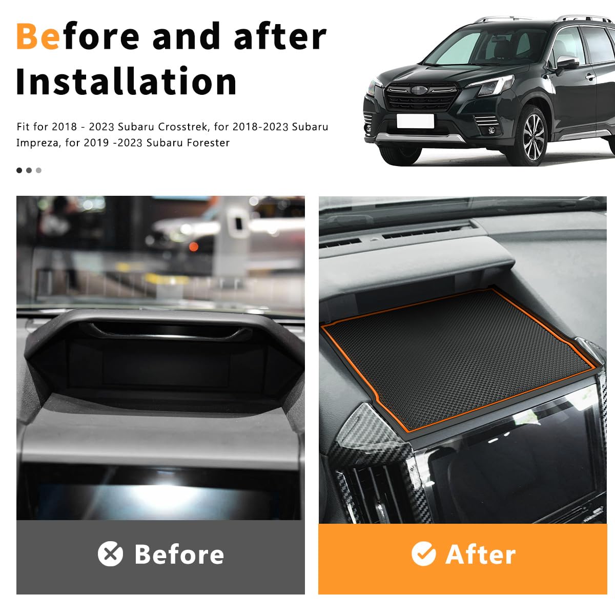 Auovo Dashboard Mats For Subaru Forester Accessories 2019-2024/ Crosstrek 2018-2023 / Impreza 2018-2023 Car Interior Silicone Ma