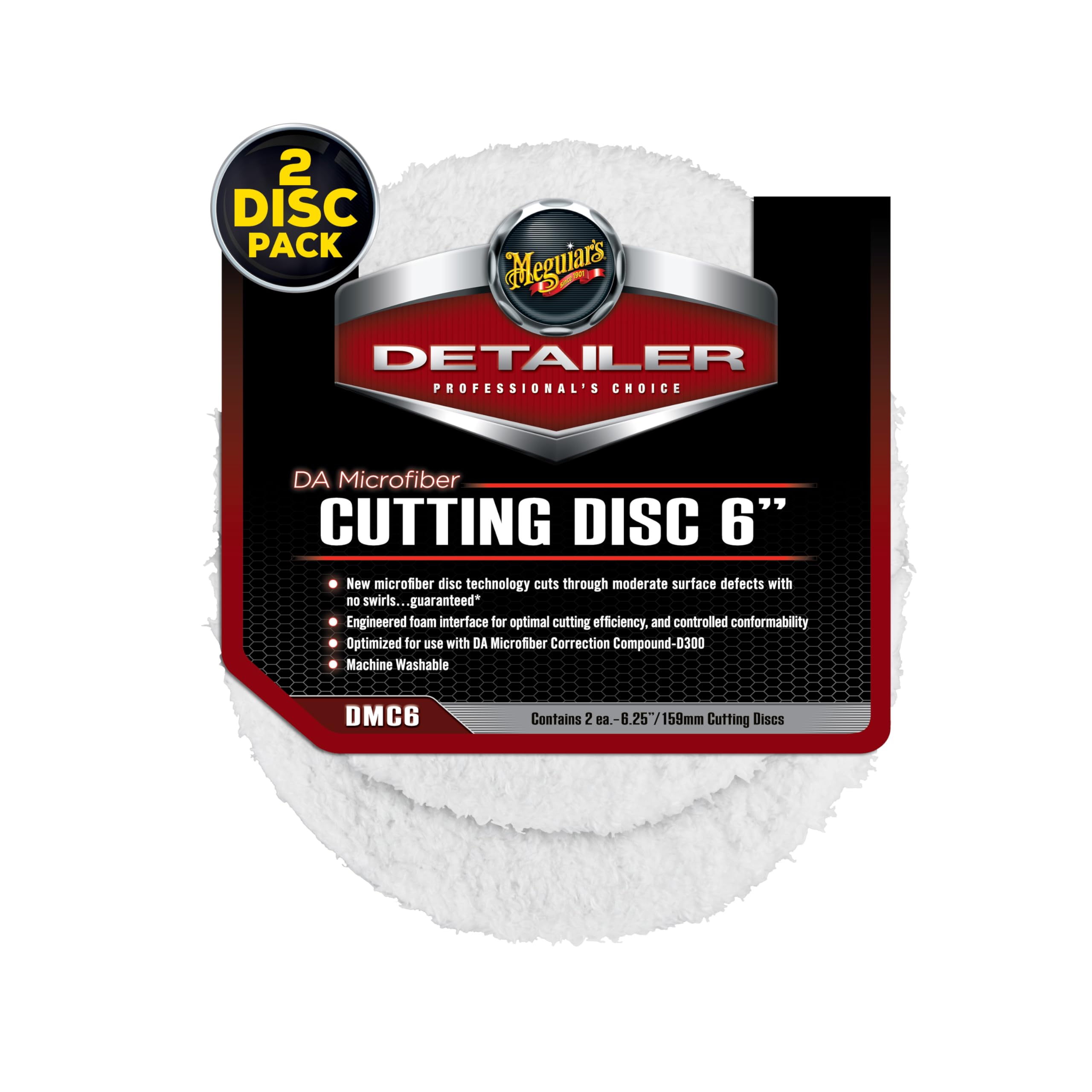 Meguiars DMF6 DA 6 Microfiber Finishing Disc, 2 Pack