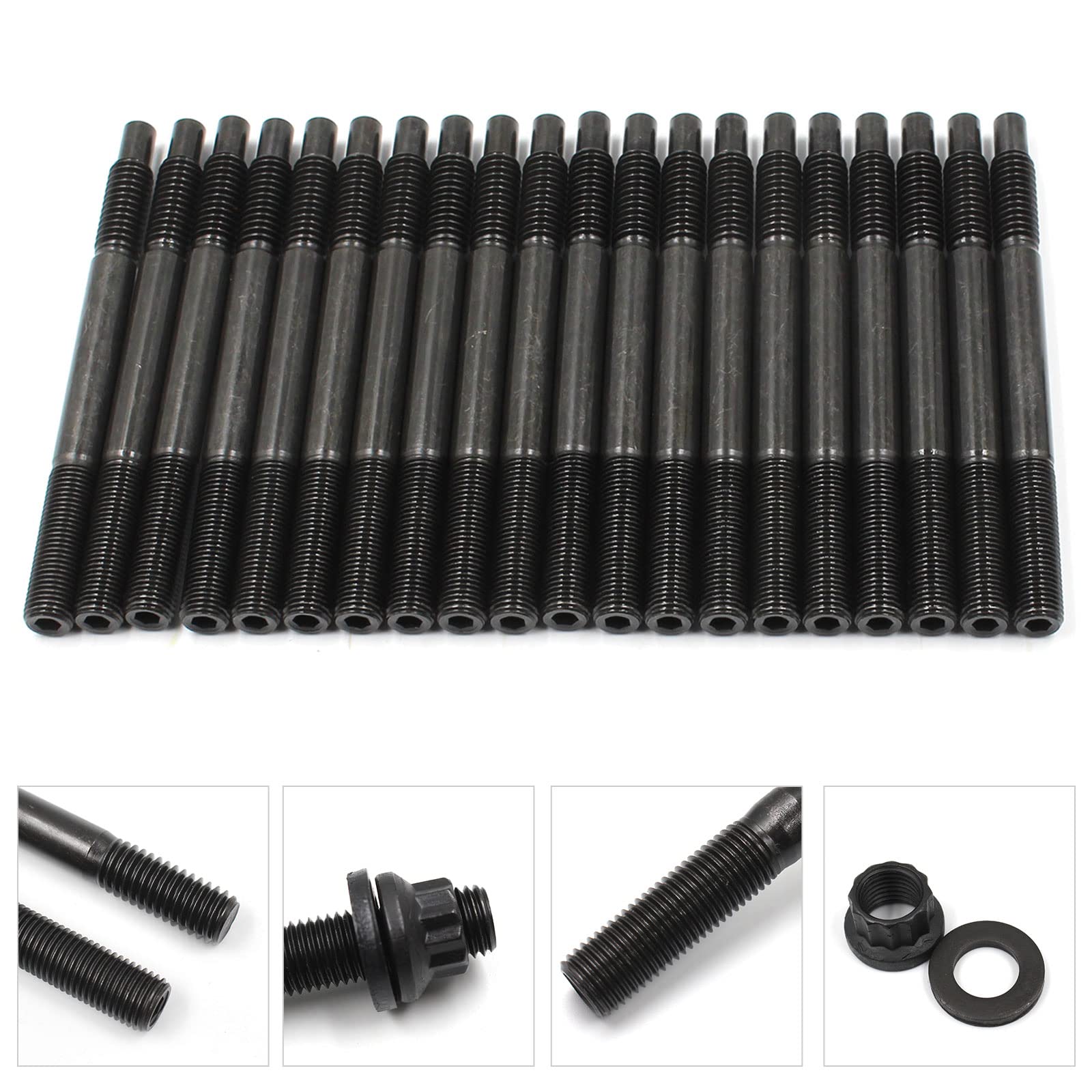 Yzqpnb 12-Point Cylinder Gasket Head Stud Bolt Kit Compatible With 2004-2019 Ls1 Ls3 5.3L 5.7L 6.0L Engines / Chevy Ls1 Ls6 4.8L