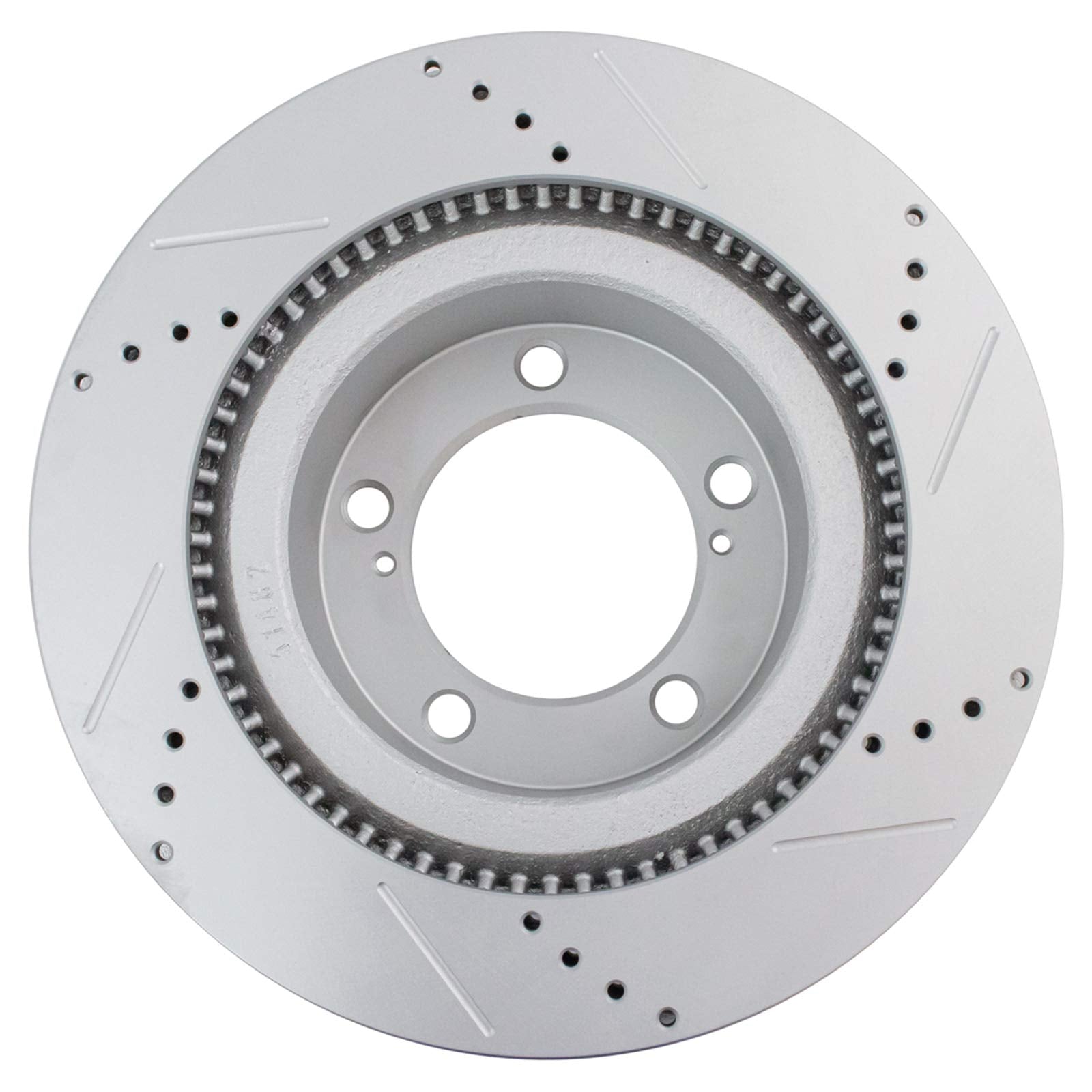 Trq Front Performance Brake Rotors Set Vented Premium G-Coated Cross Drilled & Slotted Compatible With 2016-2021 Lexus Lx570 Toy