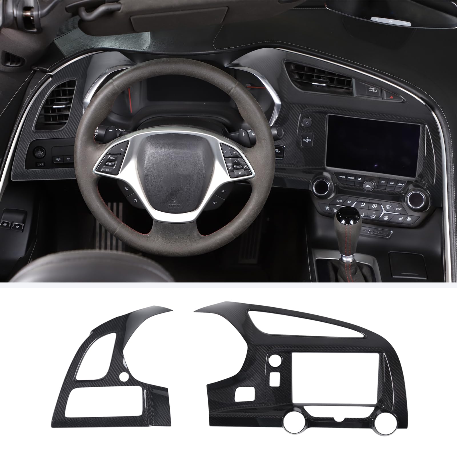 Qiosreui Center Console Dashboard Air Vent Cover For Chevrolet Corvette C7 2014-2019, Main Driver'S Air Vent Outlet Panel Trim Cover, Central Control Air Outlet Frame Protector Accessories, Abs