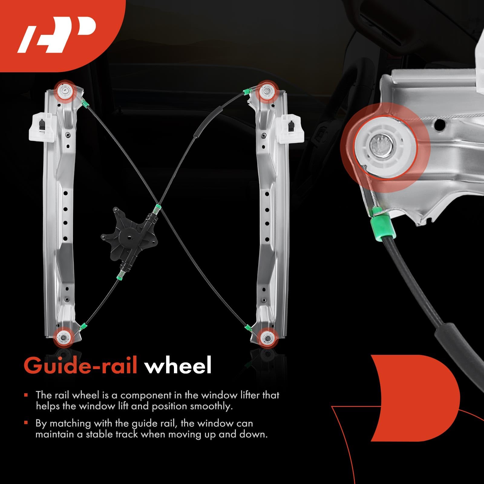 A-Premium Power Electric Window Regulator Without Motor Compatible With Town & Country Dodge Grand Caravan Ram C/V Volkswagen Ro