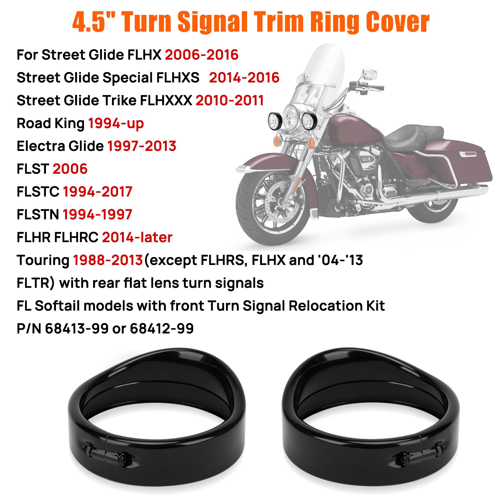 PSLER 4.5 Inch Visor Style Turn Signal Trim Ring Cover Fog Light Tirm Ring Auxiliary Light Passing Lamp Bezel for Touring Street