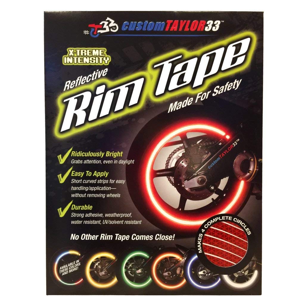 Customtaylor33 (All Vehicles Red High Intensity Grade Reflective Copyrighted Safety Rim Tapes (Must Select Your Rim Size), 17' (Rim Size For Most Sportsbikes)