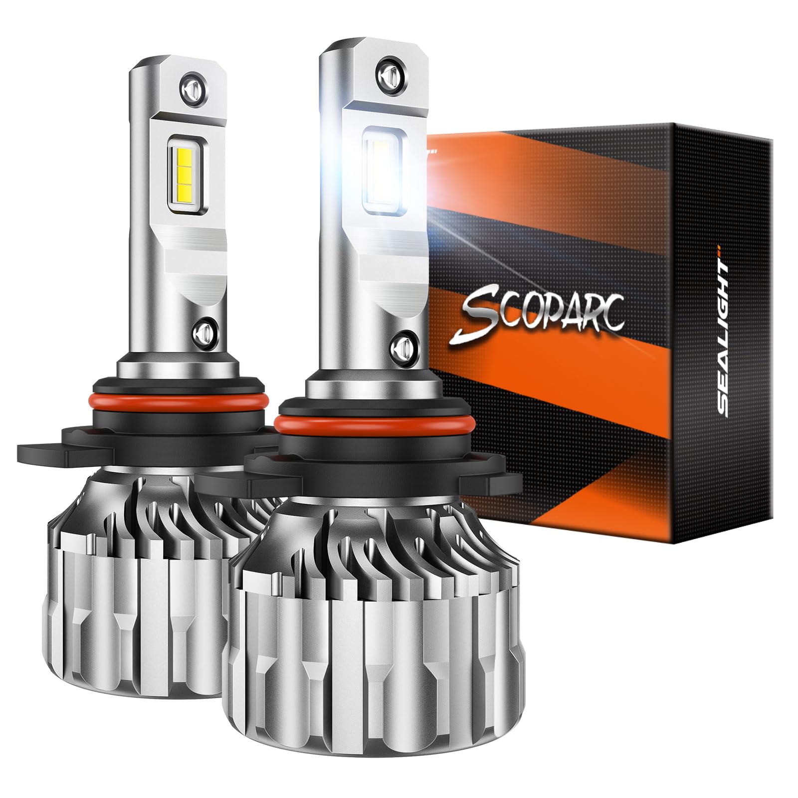 Sealight S6 9012 Bulbs, 33000 Lumens Ultra-Bright, 6500K White Bulbs, 60000Hrs+ Lifespan, 1:1 Size Hir2 Halogen Replacement With