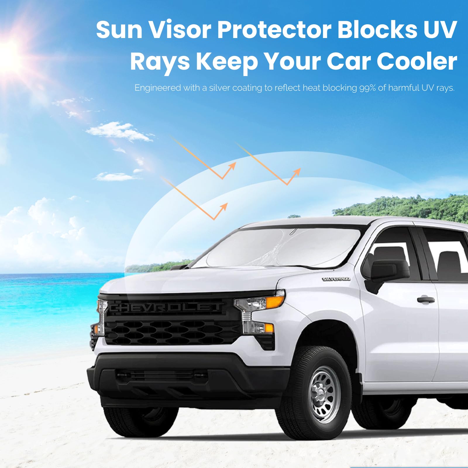 For Silverado Windshield Sun Shade Sunshade For 2019-2025 Chevy Silverado 1500 Truck Accessories Regular Cab, Crew Cab, Double C