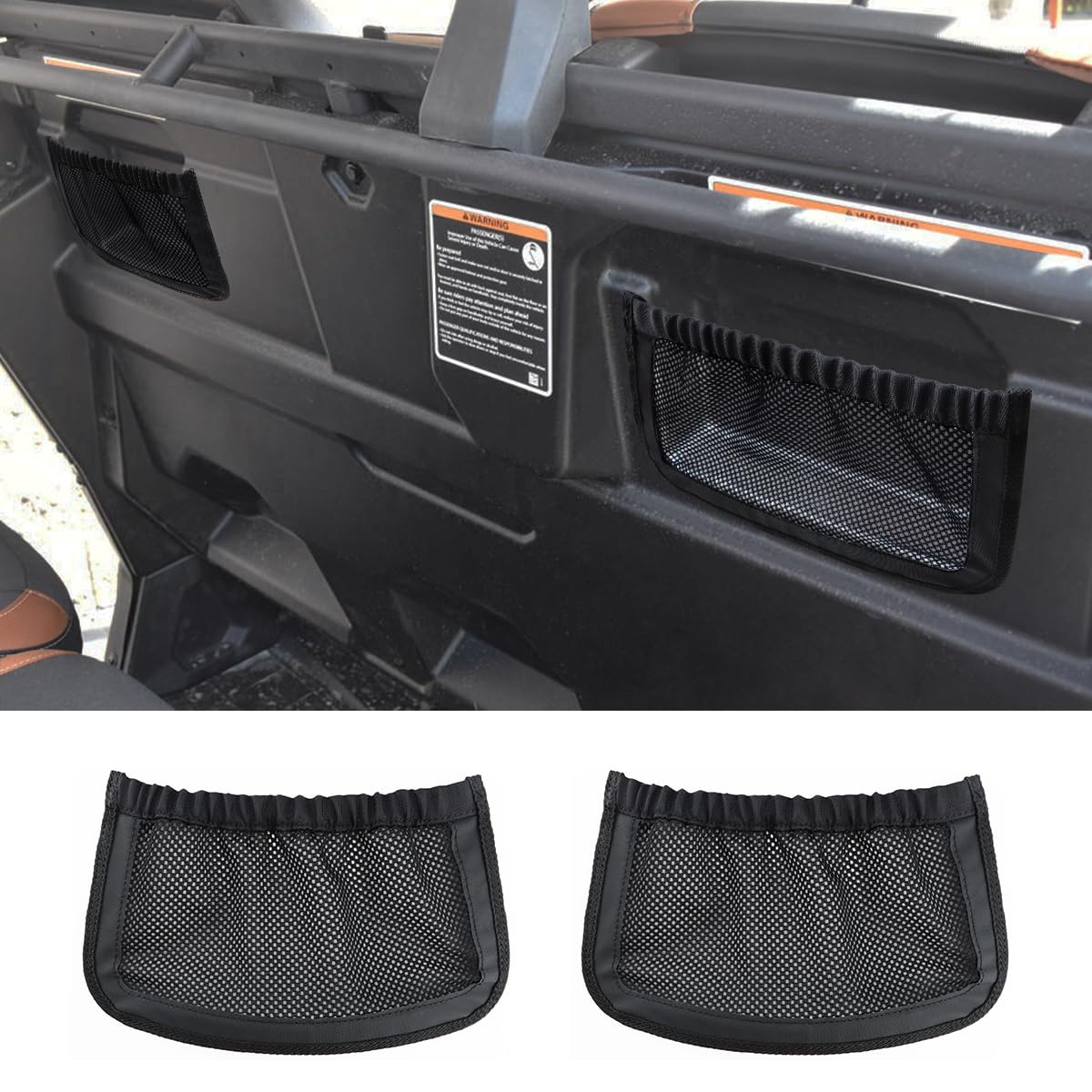 MARCHFA UTV Rear Backrest Storage Net Bag Compatible for Can Am Defender Max Accessories UTV Rear Cargo Bag Organizer Seat Mesh 