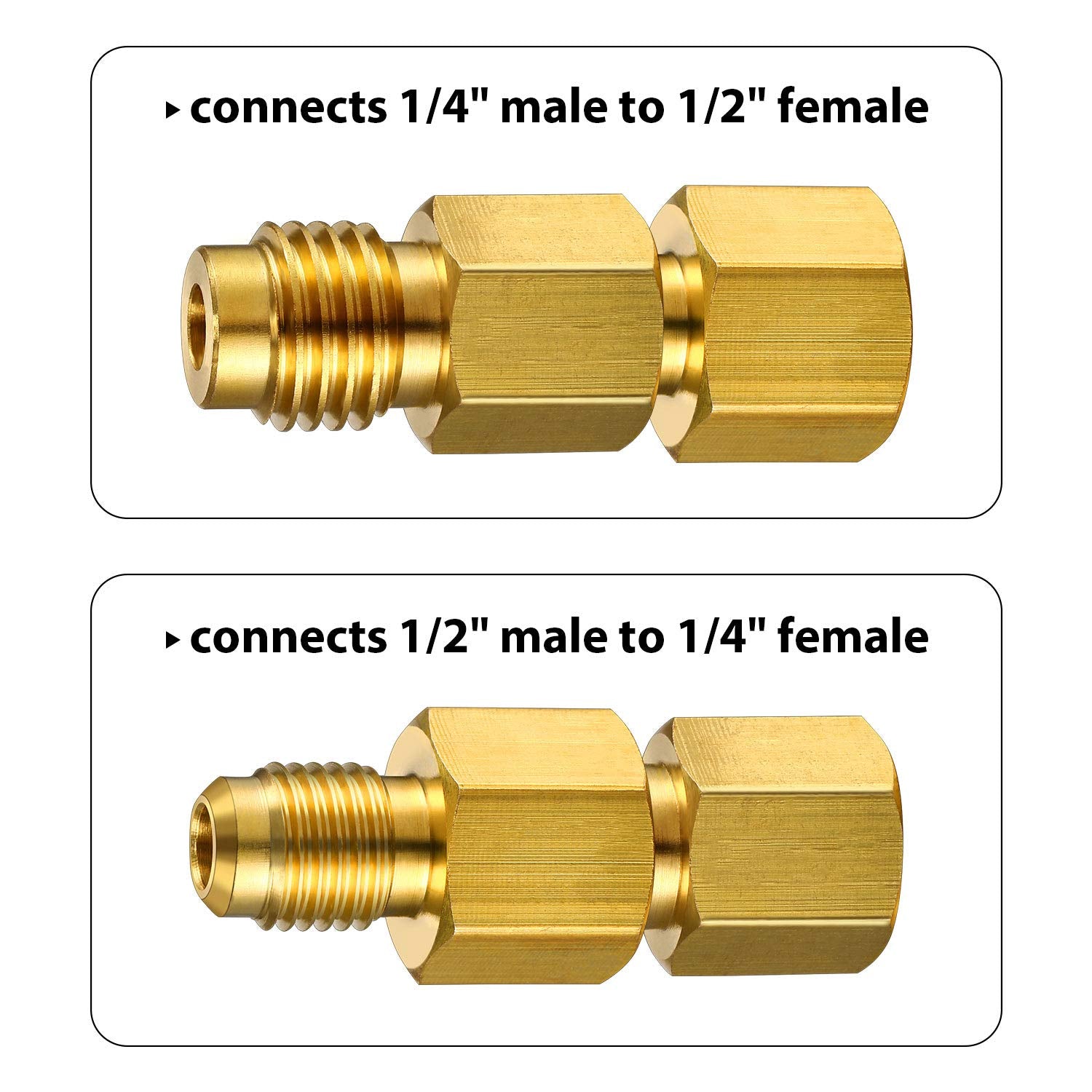 4 Pieces 6015 R134A Brass Refrigerant Tank Adapter To R12 Fitting Adapter 1/2 Female Acme To 1/4 Male Flare Adaptor Valve Core A