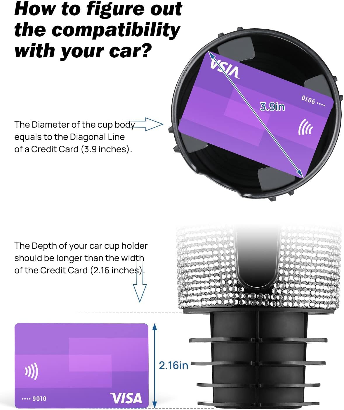 Joytutus Bling Cup Holder Exp&Er For Car Like Yeti, Hydro Flask, Nalgene, Large Stable Car Cup Holders, Holds 18 40 Oz Bottles &