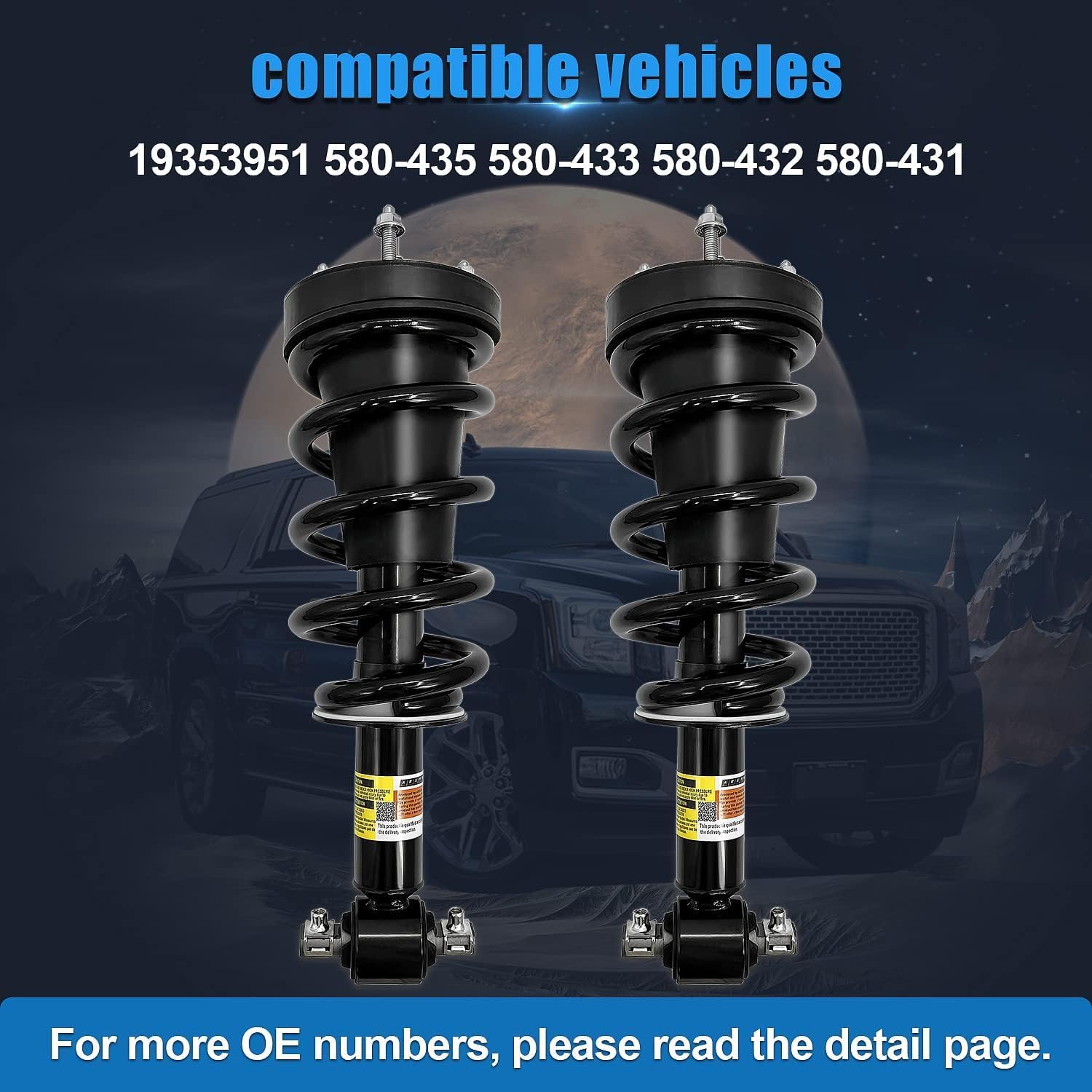 ARSTAK 580-435 19353951 Front Strut Shock Assembly w/Magnetic Compatible with Cadillac Escalade EXT ESV, for GMC Yukon Yukon XL