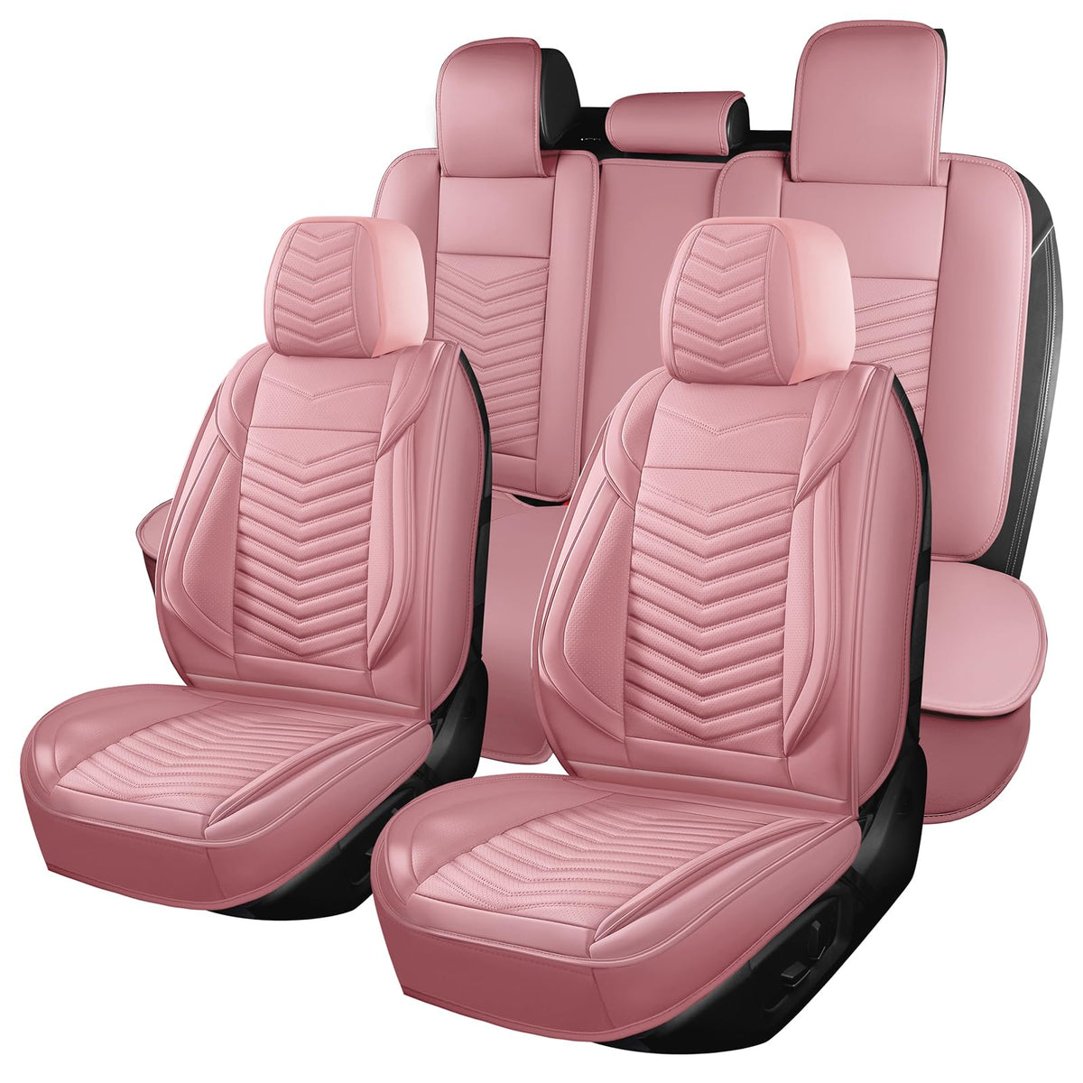 Hchengkikz Car Seat Covers Full Set,Breathable And Waterproof Automotive Leather Vehicle Cushion Covers,Universal Anti-Slip Seat
