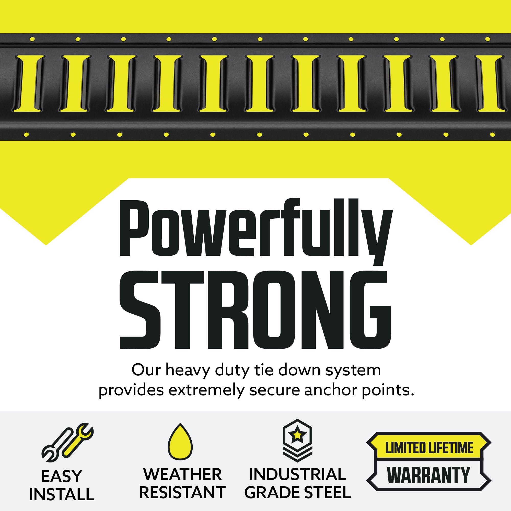 Six 2' E Track Tie-Down Rail, Powder-Coated Steel Etrack Tiedowns | 2' Horizontal E-Tracks, Pack Of 6 Bolt-On Tie Down Rails For