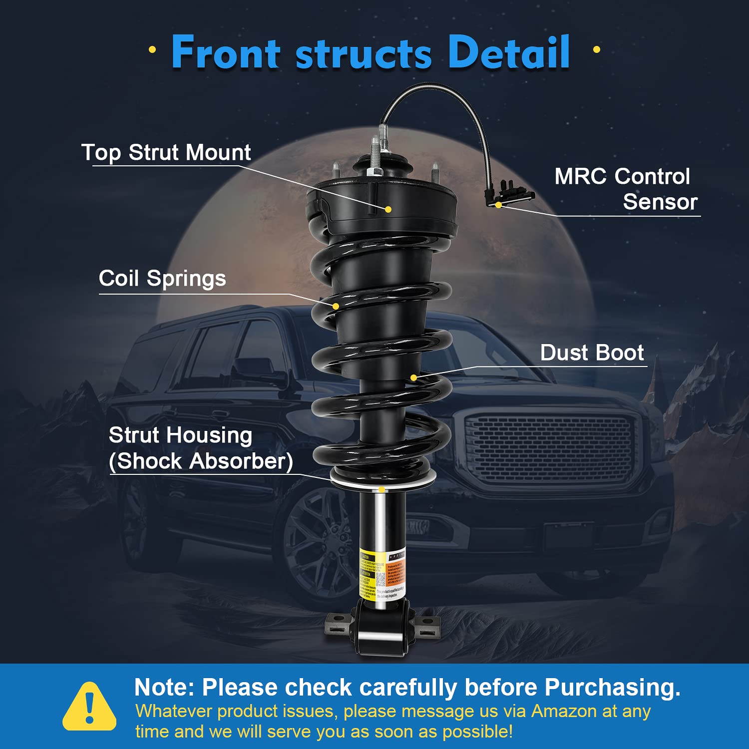ARSTAK 84176631 84977478 Front Struts Shock Absorber Assembly Z95 w/Magnetic Compatible with Cadillac Escalade ESV, Fits for GMC