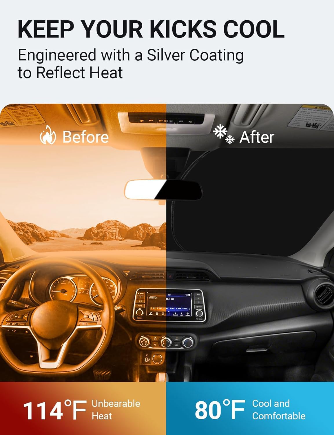 Proadsy 2024 Upgrade Front Windshield Sun Shade Foldable Sunshade Protector Custom Fit 2018 2019 2020 2021 2022 2023 2024 Nissan