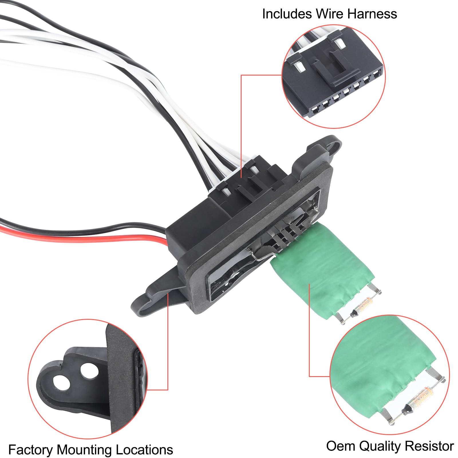 BINWUHI HVAC Fan Blower Motor Resistor Kit with Harness Compatible with The Following Models: 2002-2009 Chevy Trailblazer GMC En