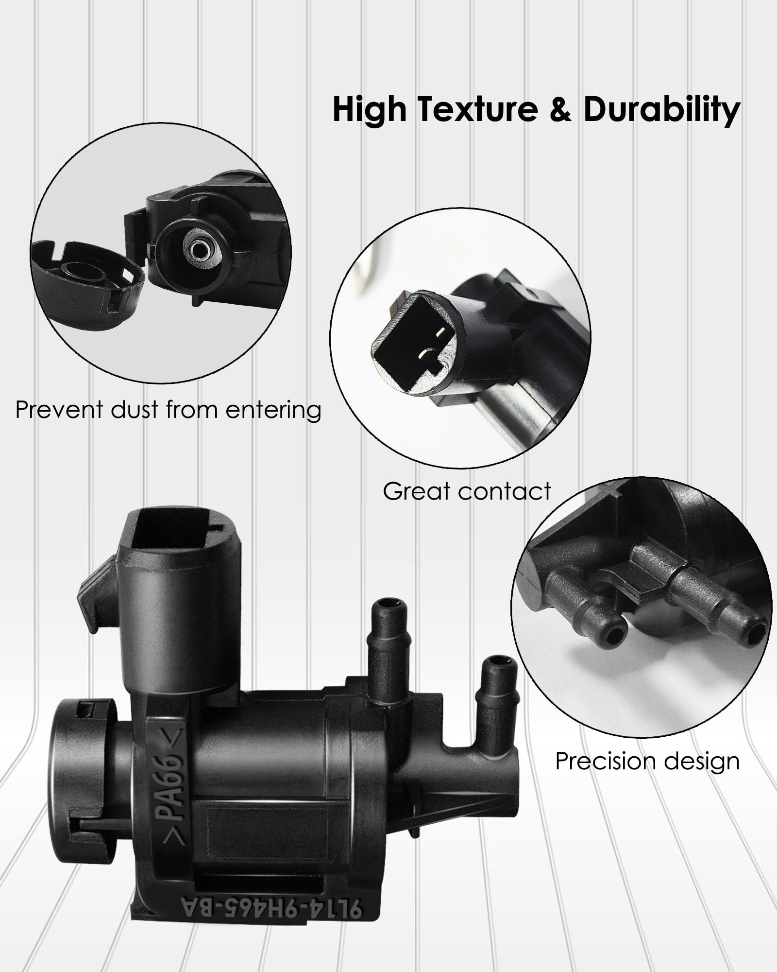 7L1Z-9H465-B 4x4 Vacuum Solenoid Valve and FL3Z-3A788-B Auto-Locking Hub Vacuum Line Tube Check Valve Combo Kit, Fits for Ford F