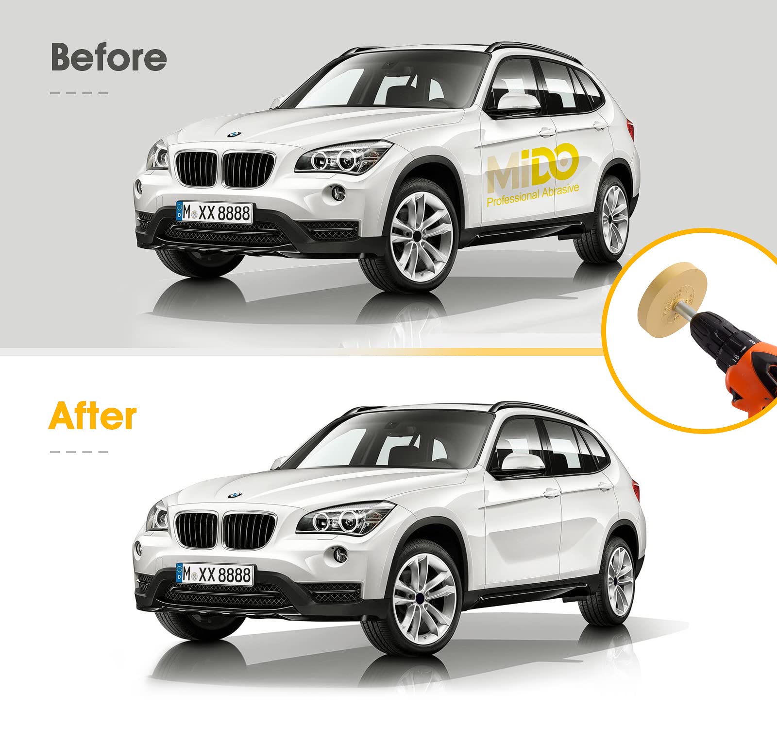 Luckyguard Decal Remover Eraser Wheel - Yellow Rubber - Compatible With Home Power & Pneumatic Drills