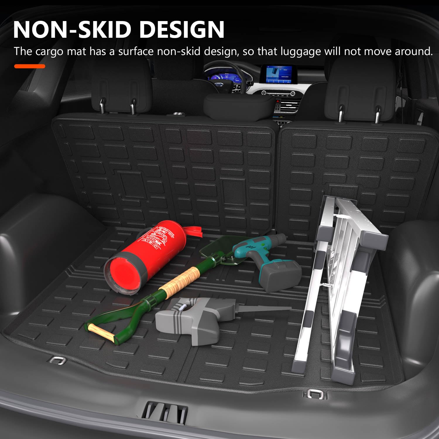 Powoq Cargo Liner Compatible With 2020-2025 Ford Escape Trunk Mat All Season Protection Tpe Cargo Mat Replacement For 2020 2021 2022 2023 2024 2025 Ford Escape Accessories (Trunk Mat+Backrest Mat)