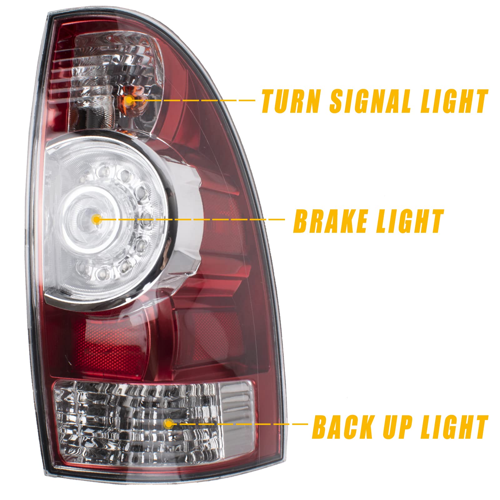 Right Passenger Side Compatible With 2005-2015 Toyota Tacoma Pickup Tail Light Led Lens Bulb And Harness Included (Right Passeng