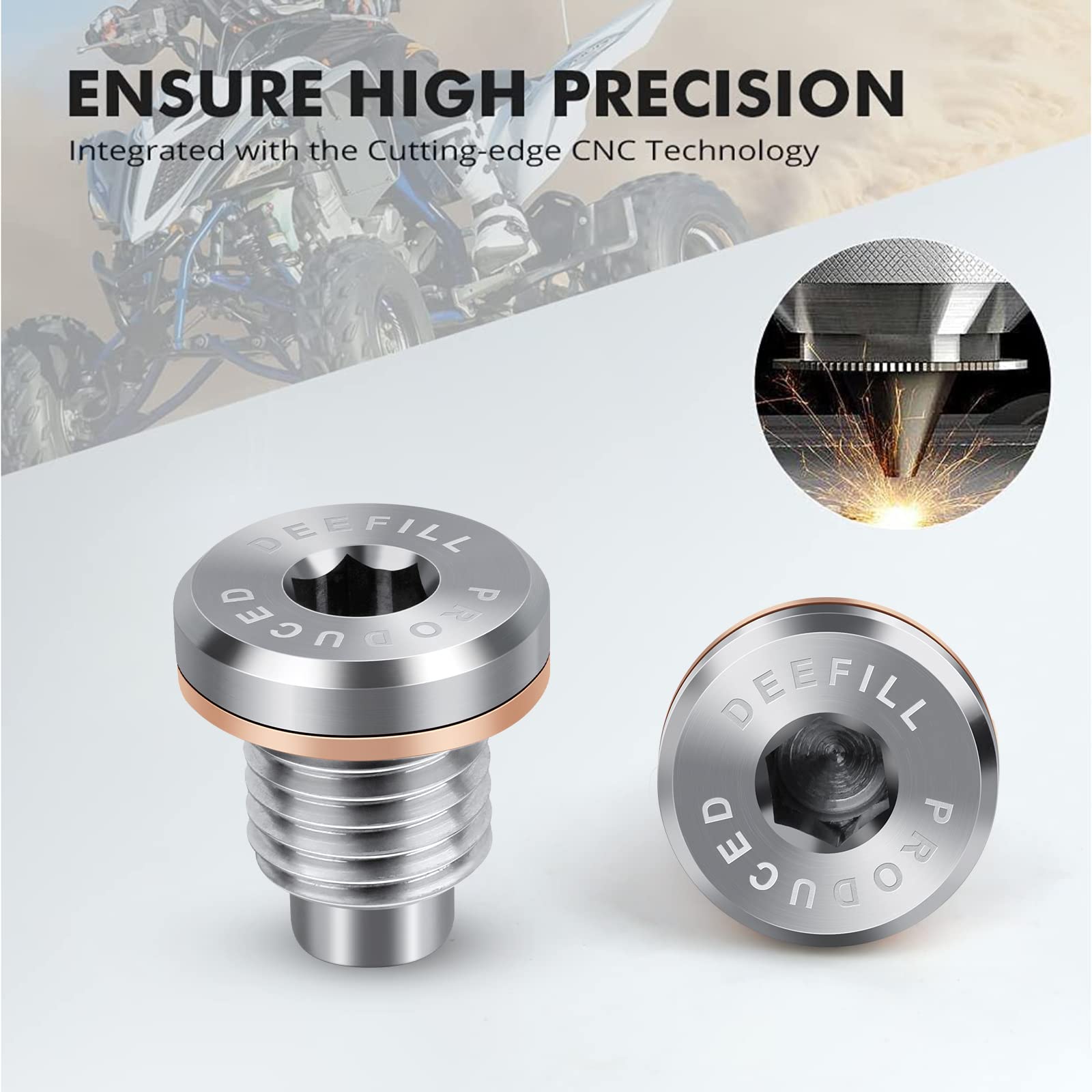 DEEFILL Magnetic Stainless Steel Crankcase Engine Oil Drain Plug with Copper Washer Fit for CR250 CR480, Polaris RZR Sportsman R