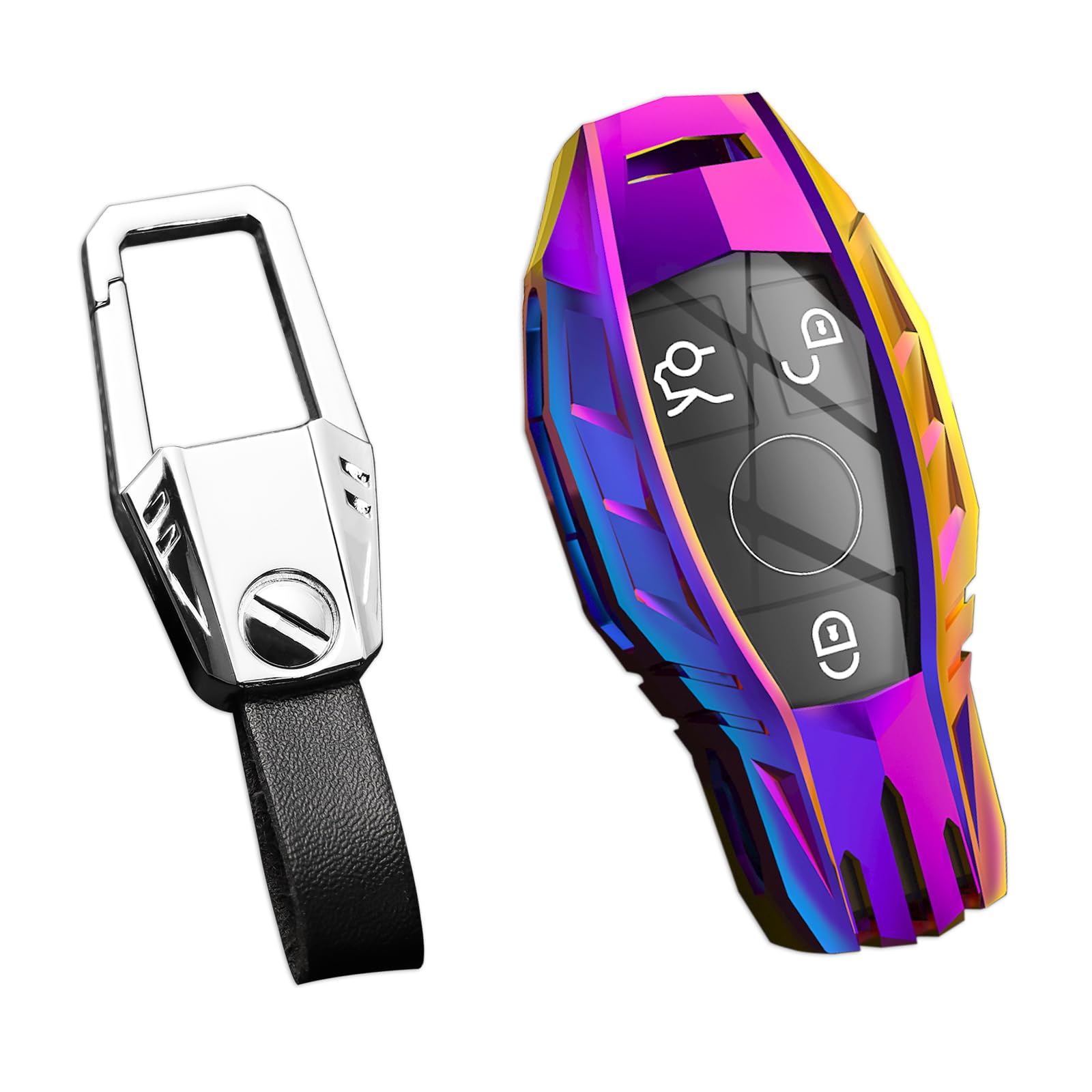 Ocezbiis for Mercedes Benz Key Fob Cover,Keychain,Zinc Alloy Protection Car Key Shell Case Compatible with C E S M CLS G Class S