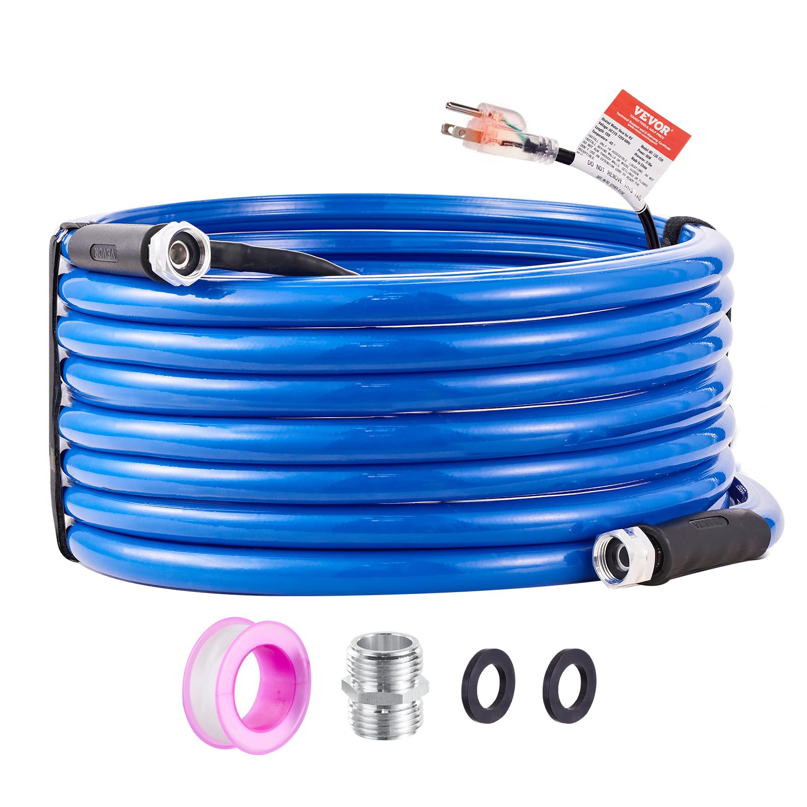VEVOR 50ft Heated Water Hose for RV, Heated Drinking Water Hose Antifreeze to -45F, Automatic Self-regulating, 5/8 I.D. with 3/4