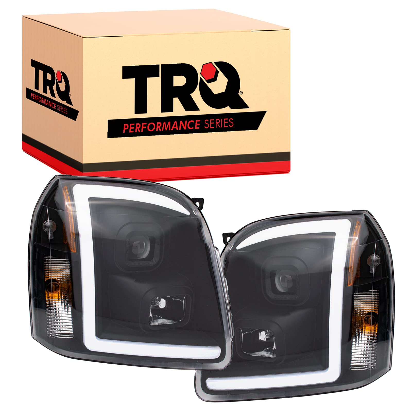 Trq Headlight Assembly Set Headlights Driver & Passenger Side Halogen Compatible With 2007-2014 Gmc Yukon Yukon Xl 1500 2007-201